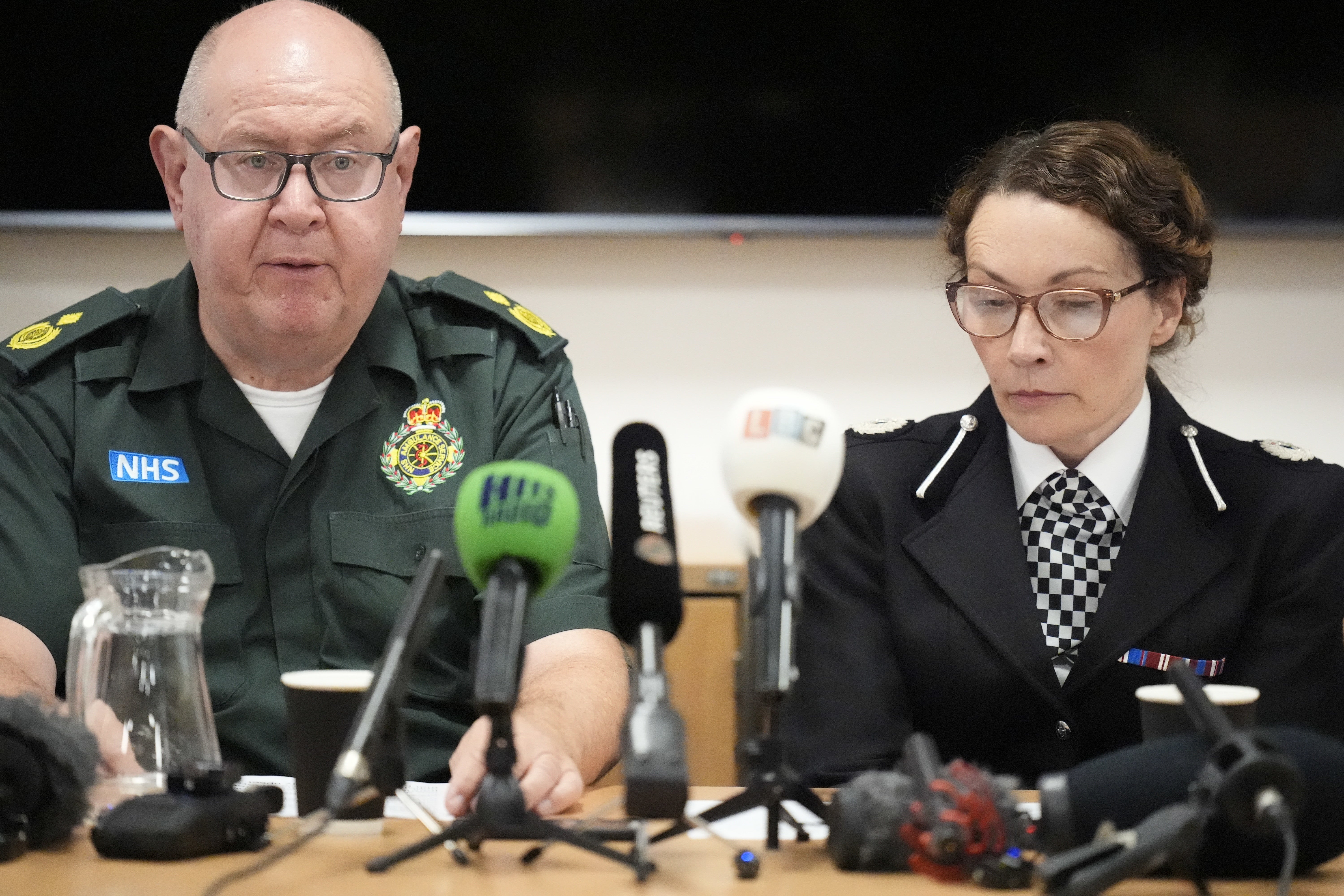 North West Ambulance Service’s Dave Kitchin and Merseyside Police’s Assistant Chief Constable Jenny Sims, during a press conference