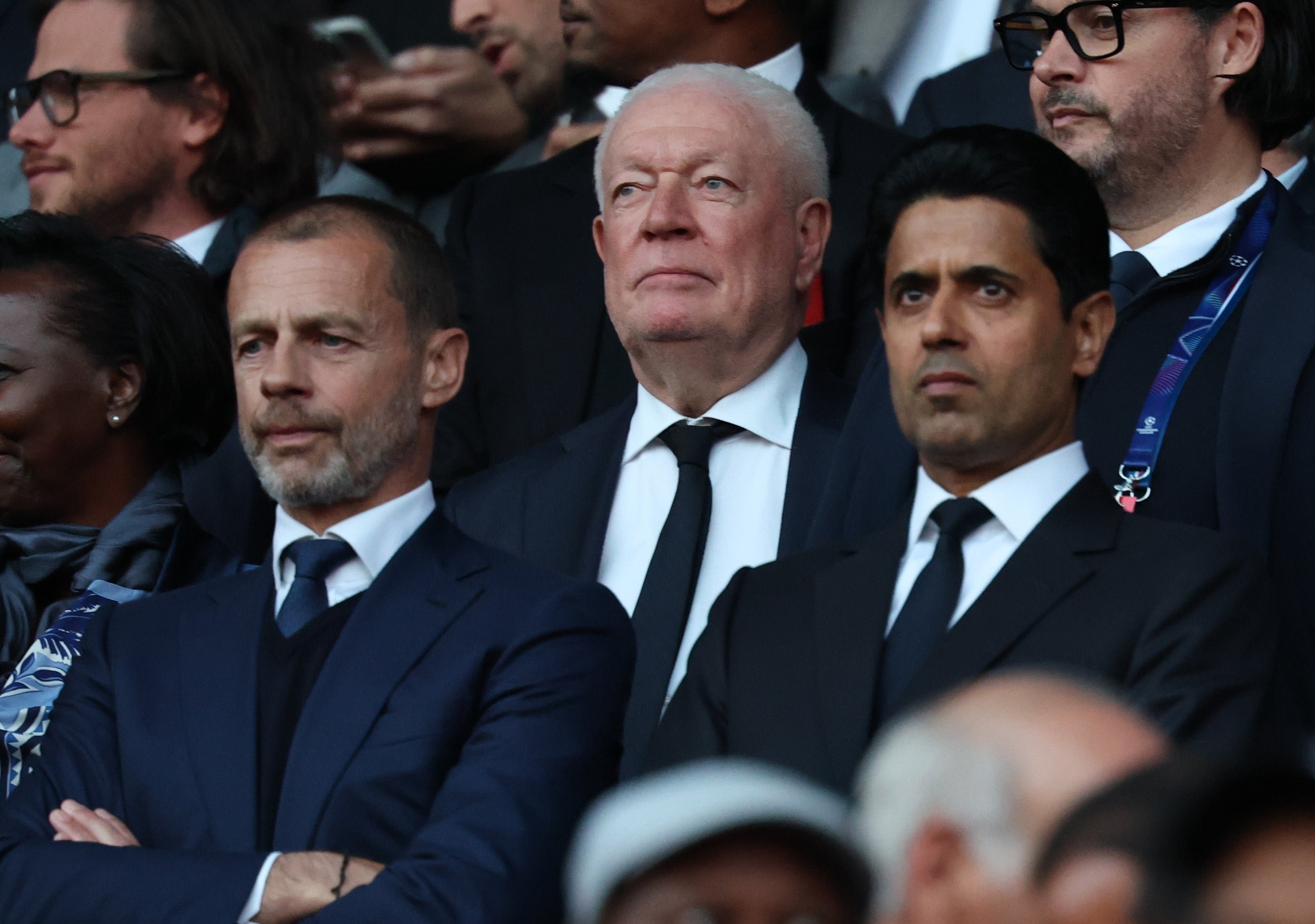 Uefa President Aleksander Ceferin and PSG president Nasser Al-Khelaifi