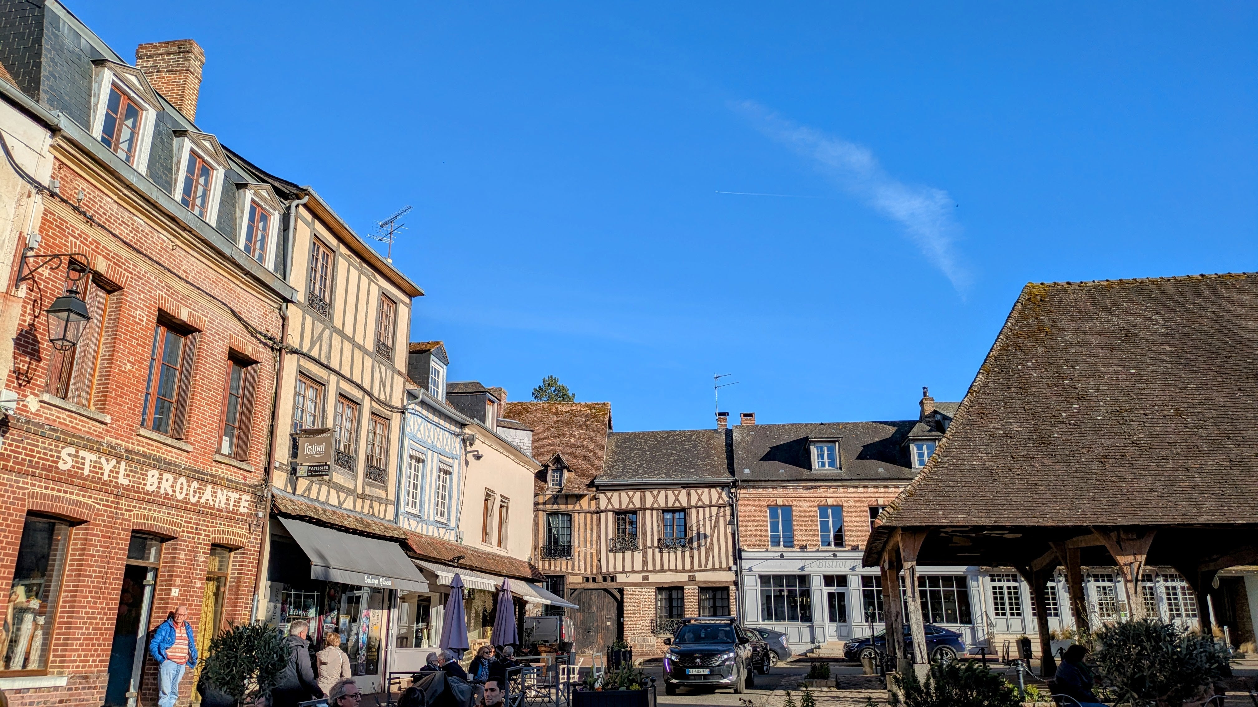 Lyons-la-Forêt town centre is a lovely place to stop for a drink and a spot of people-watching