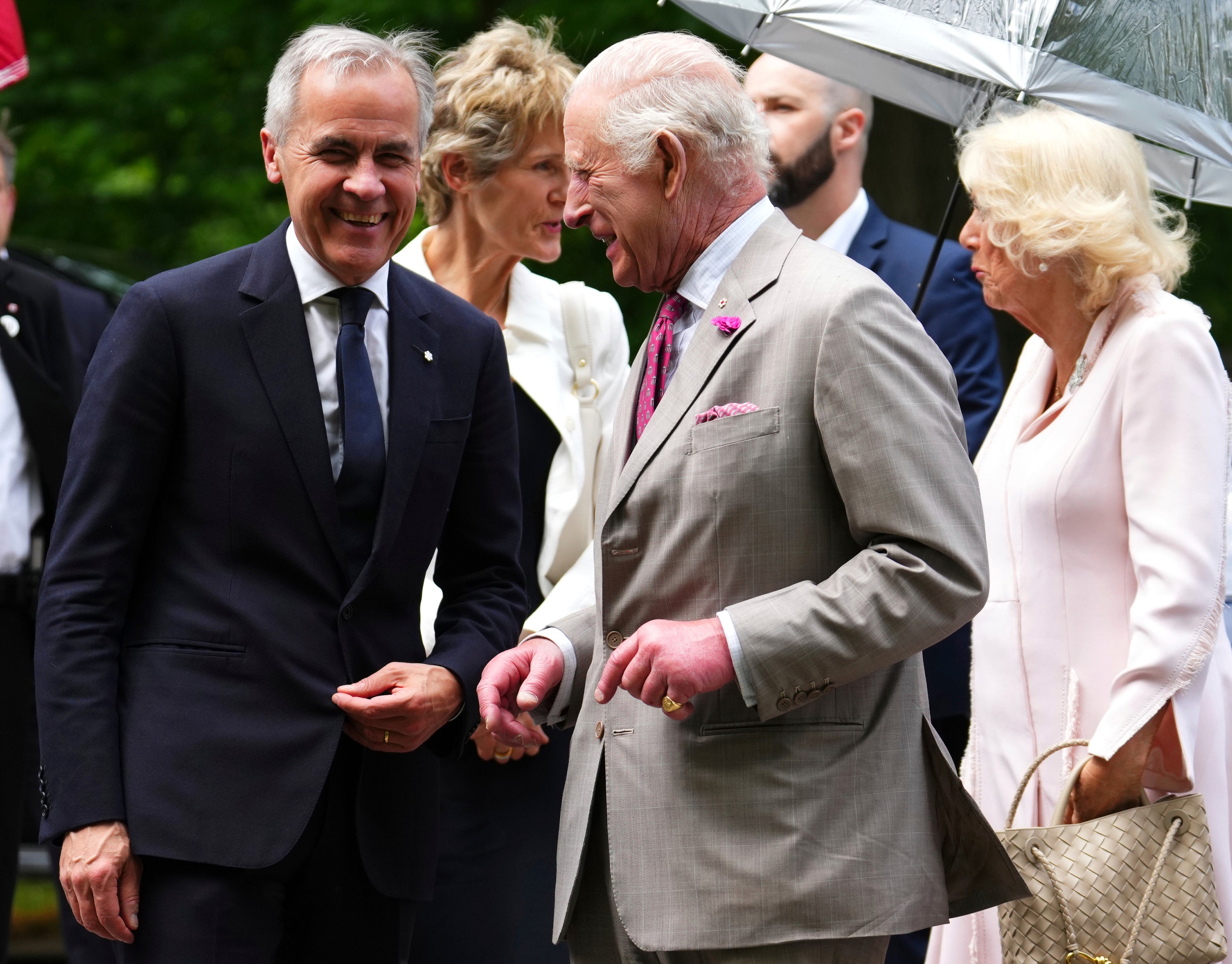 Mark Carney, pictured with King Charles, is interested in the defense project