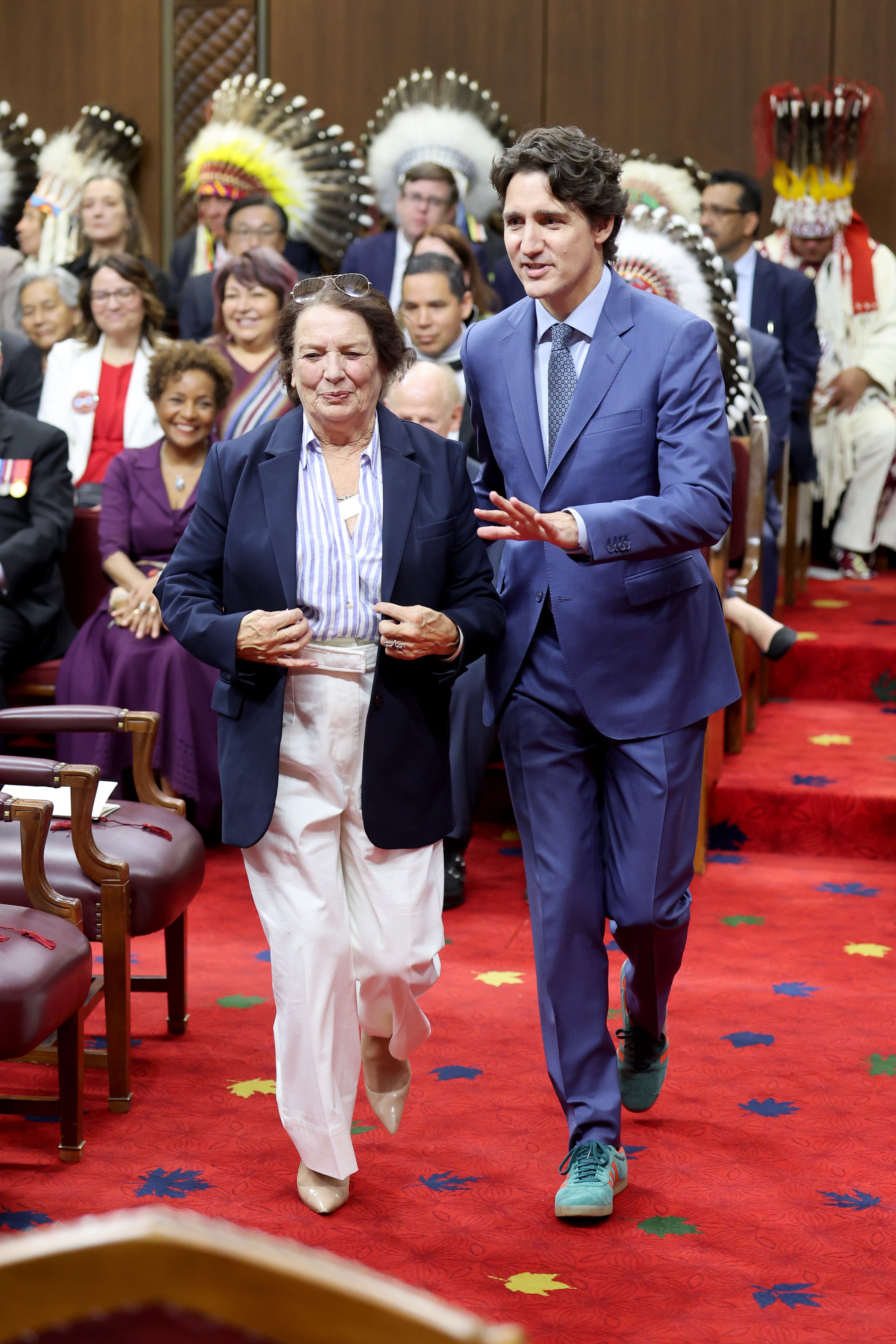 Former Prime Minister of Canada Justin Trudeau sporting some unusual footwear
