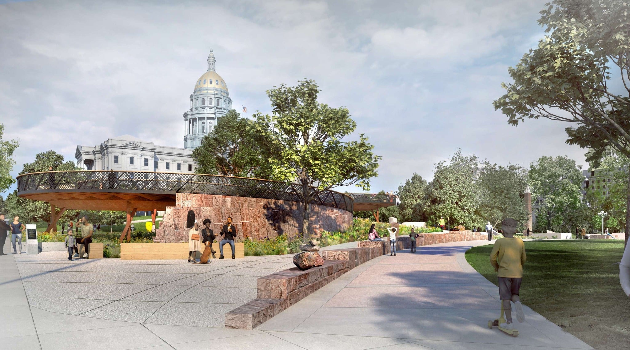 Rendering of new pedestrian bridge in Denver, Colorado, which has prompted criticism from residents