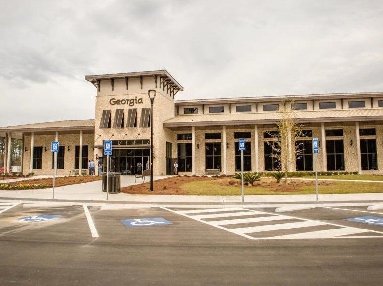 The Georgia Welcome Center off I-95 has 24/hour restrooms and free parking