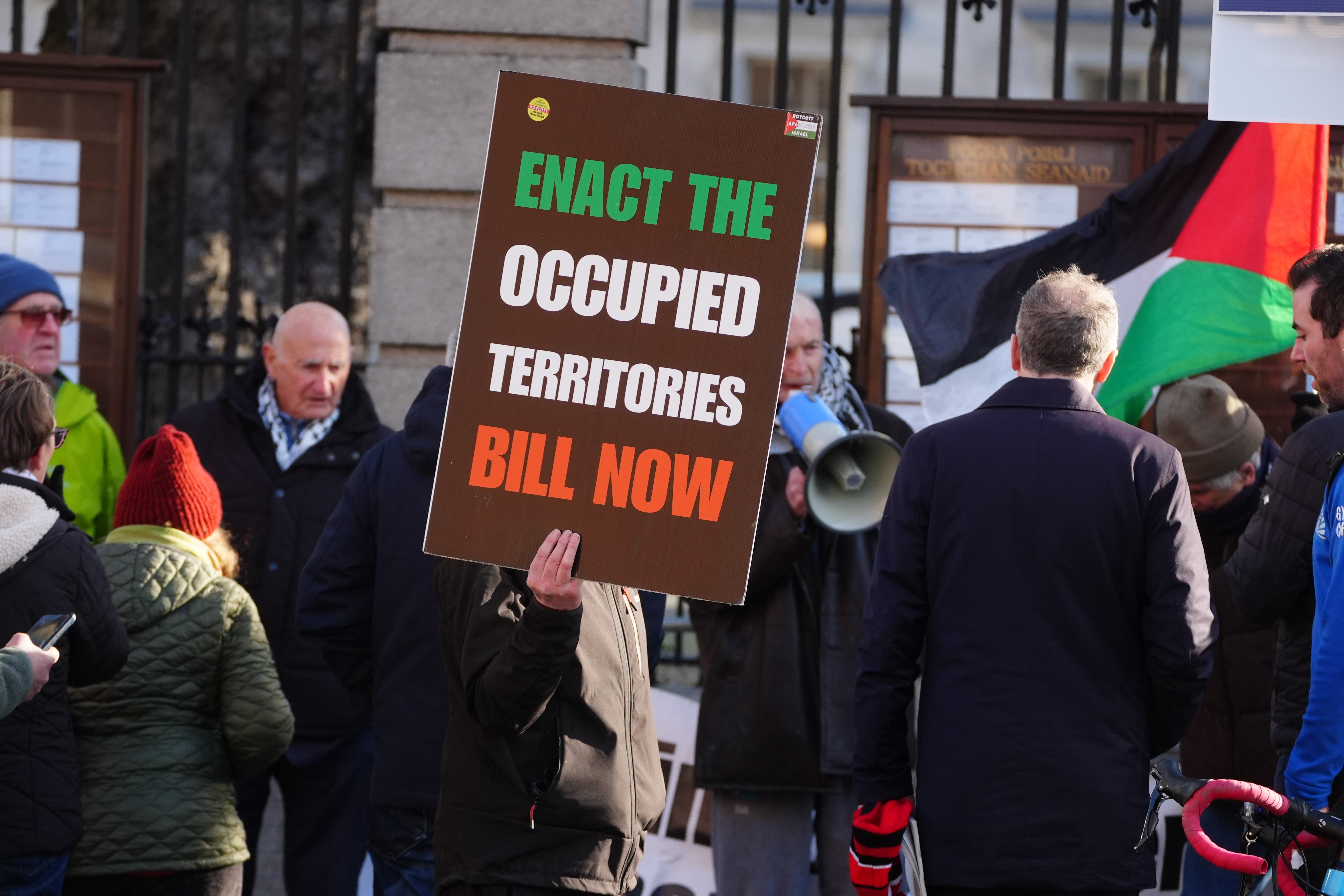 Pro-Palestine protesters outside Leinster House in Dublin (Brian Lawless/PA)