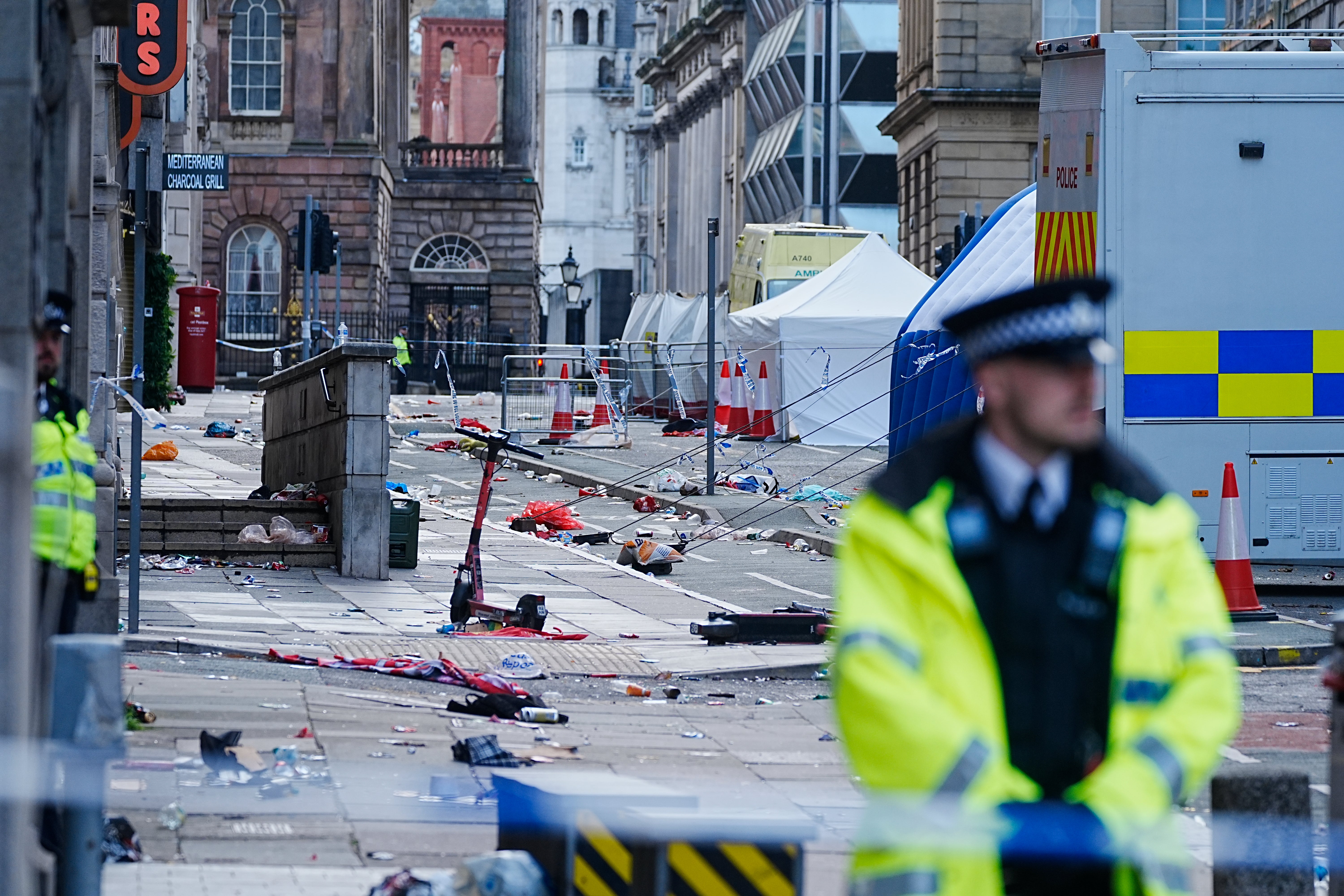 A 53-year-old white British man was arrested when a car ploughed into a crowd of people during Liverpool FC's Premier League victory parade