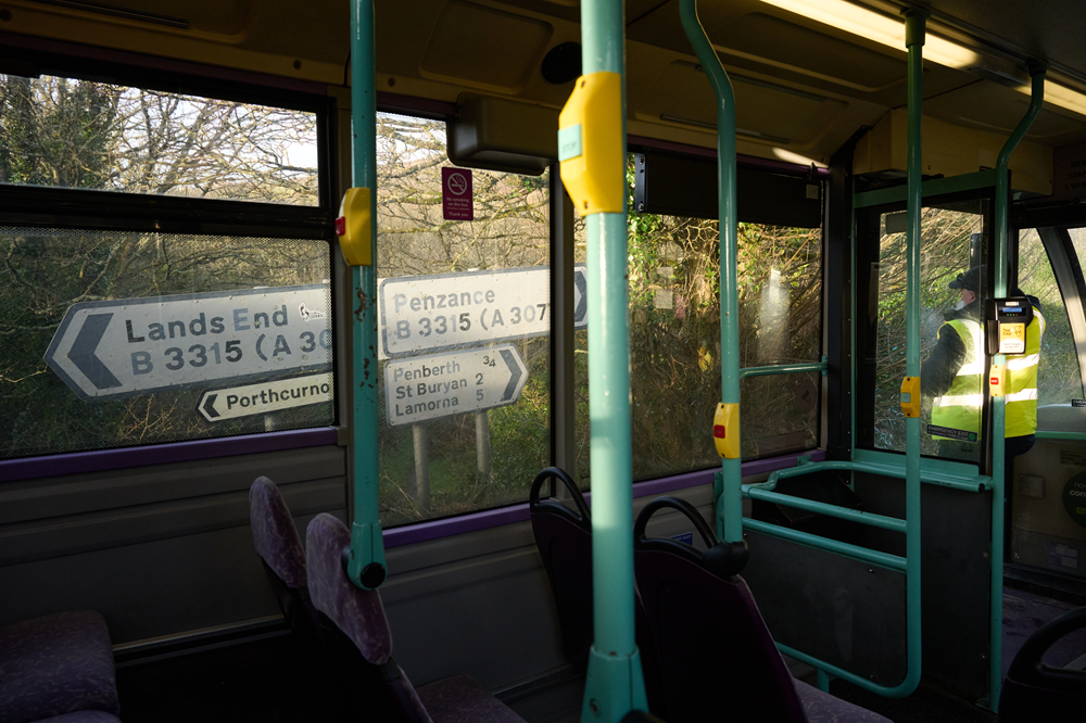 Mr Bowhay has travelled more than 850 miles across England over 10 days using public buses