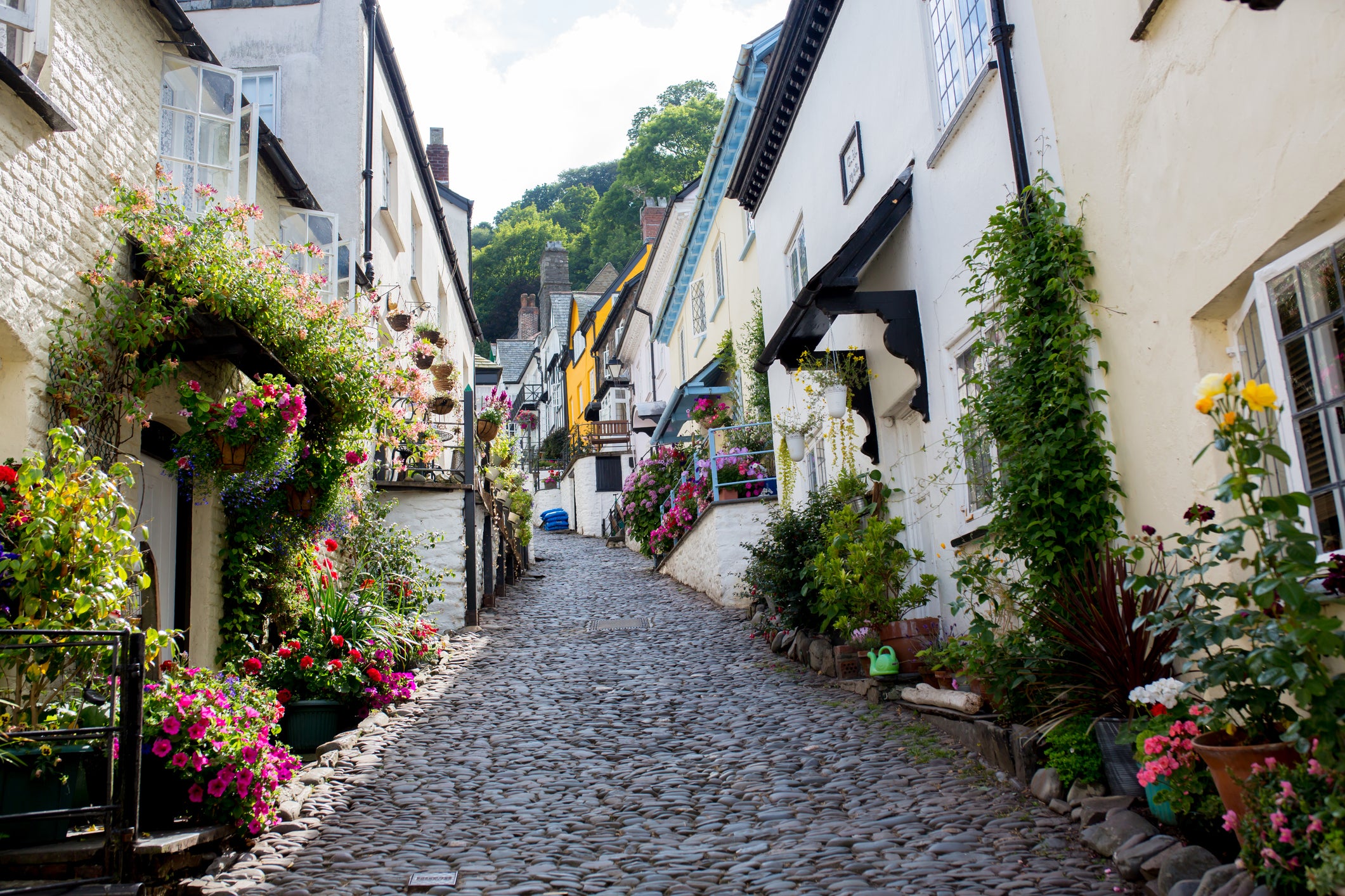 The little 14th-century village of Clovelly is perched 400ft up on the north Devon coast