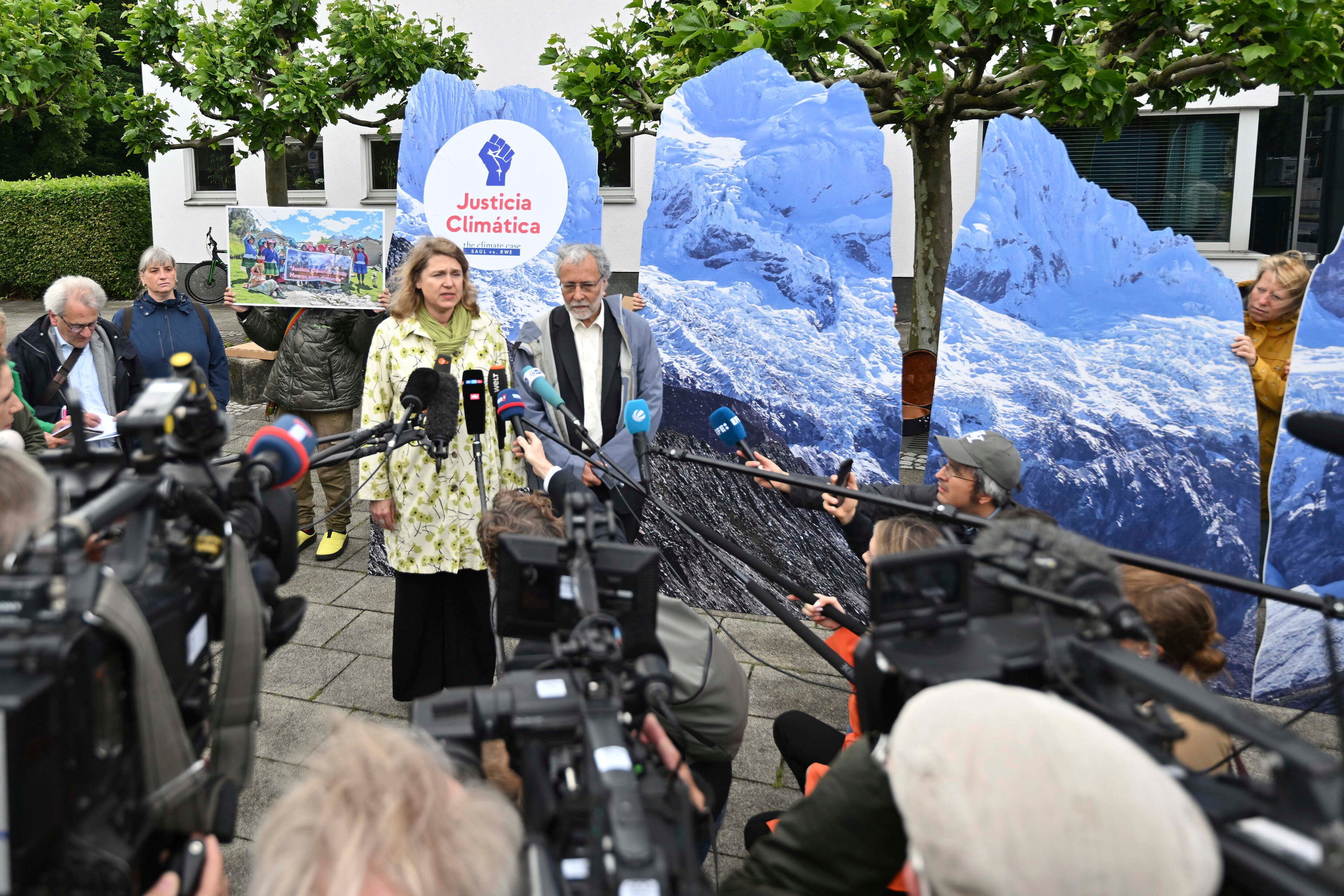 Lawyer Roda Verheyen speaks to journalists before the verdict is announced