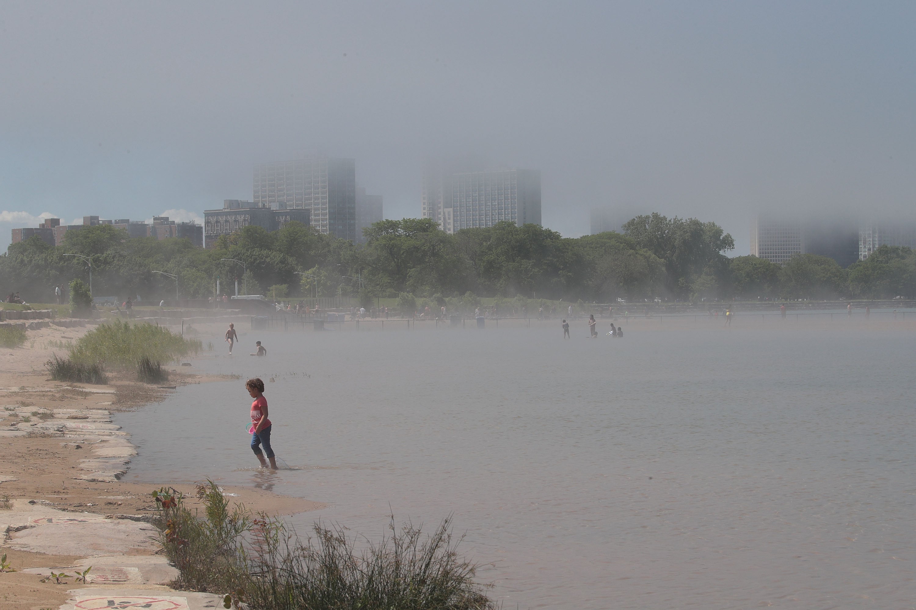One of the four flares that went missing during a military exercise was found by a lifeguard on Memorial Day on Montrose Beach, Illinois, which is pictured here in this photo from 2019