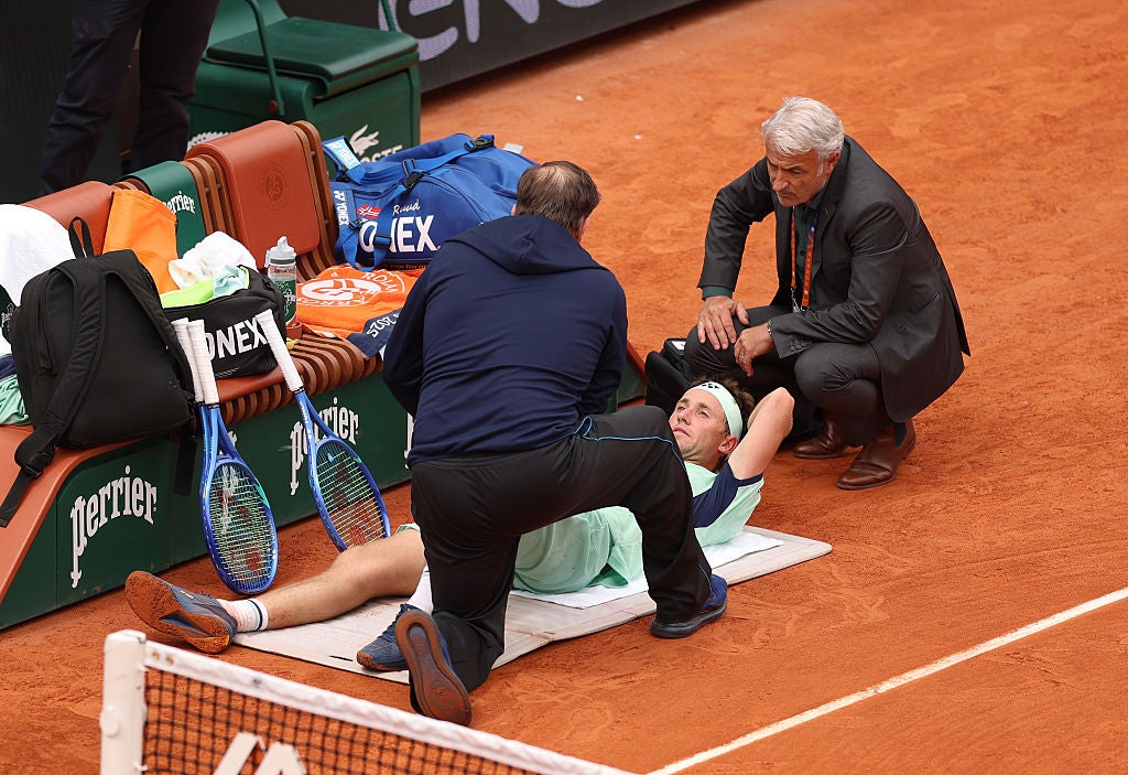 Ruud received a medical timeout after the third set