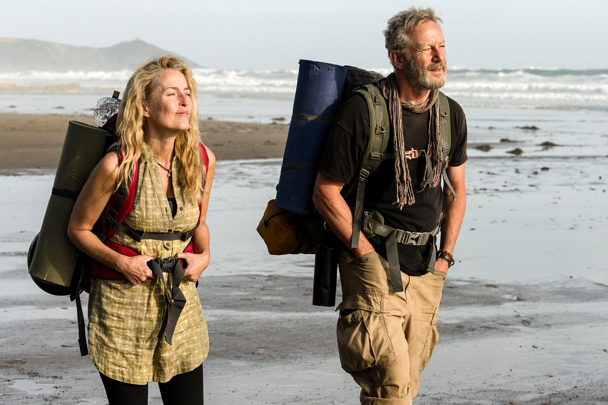 Gillian Anderson and Jason Isaacs as Raynor and Moth Winn in the film adaptation of ‘The Salt Path’