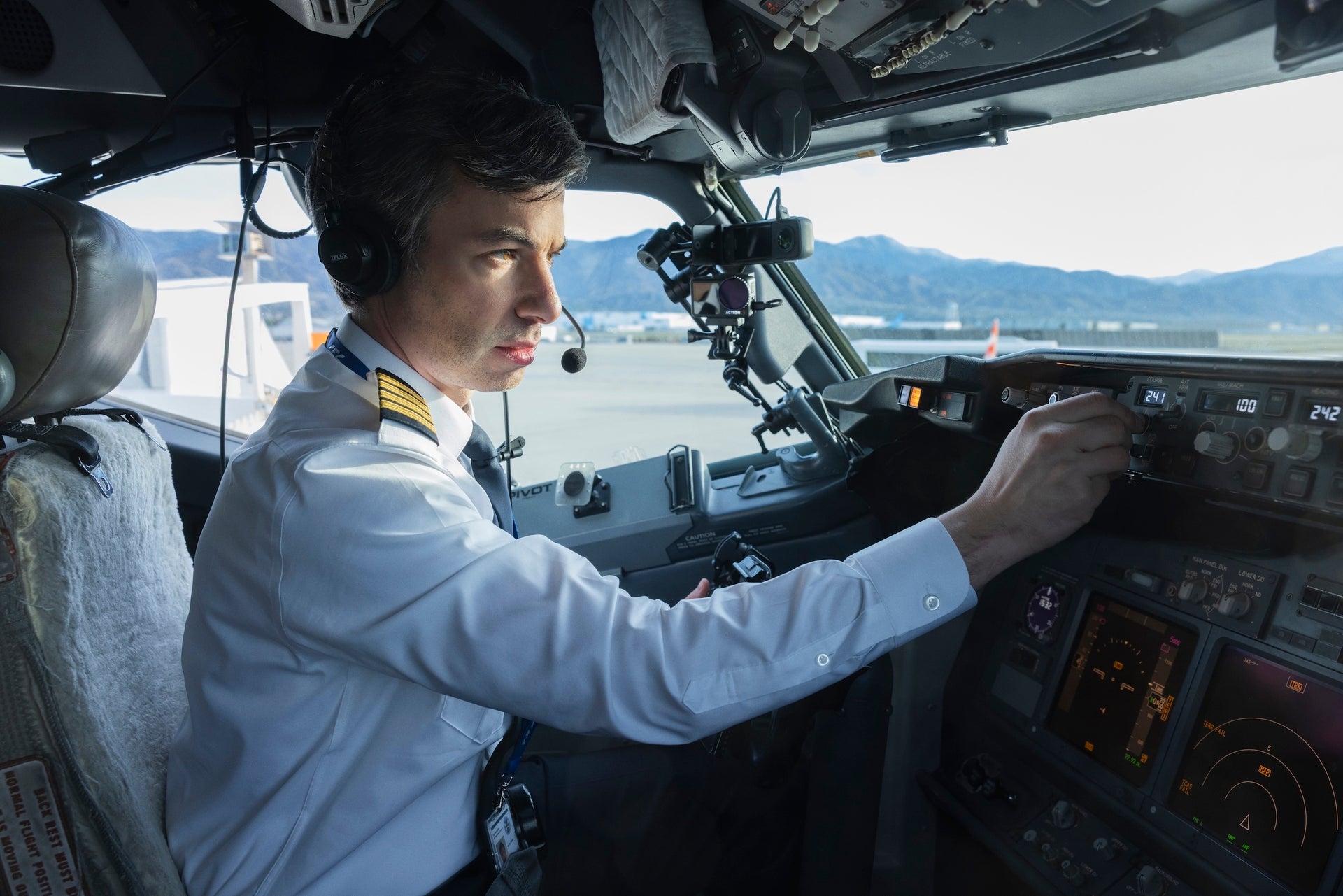 Nathan Fielder in the cockpit during the finale of 'The Rehearsal' season 2