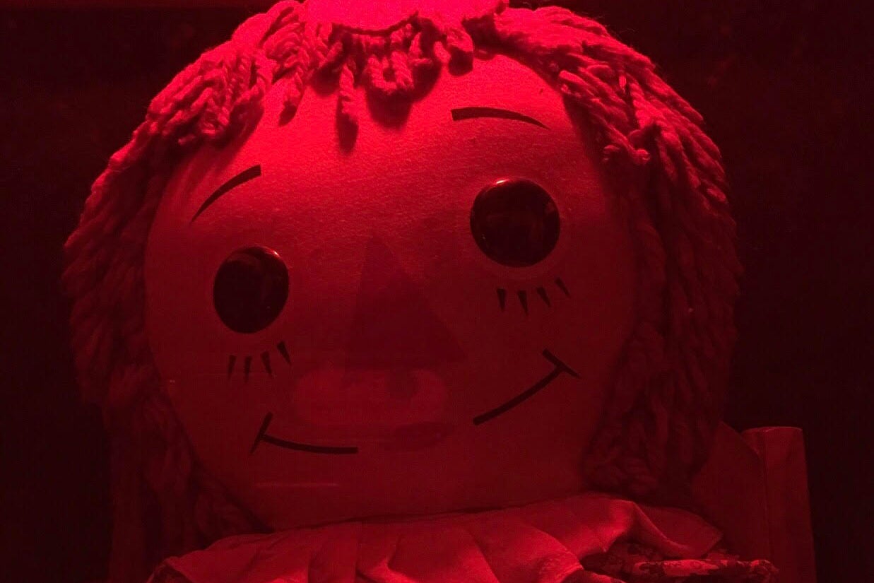 Annabelle the doll at Warrens’ Occult Museum in Monroe, Connecticut