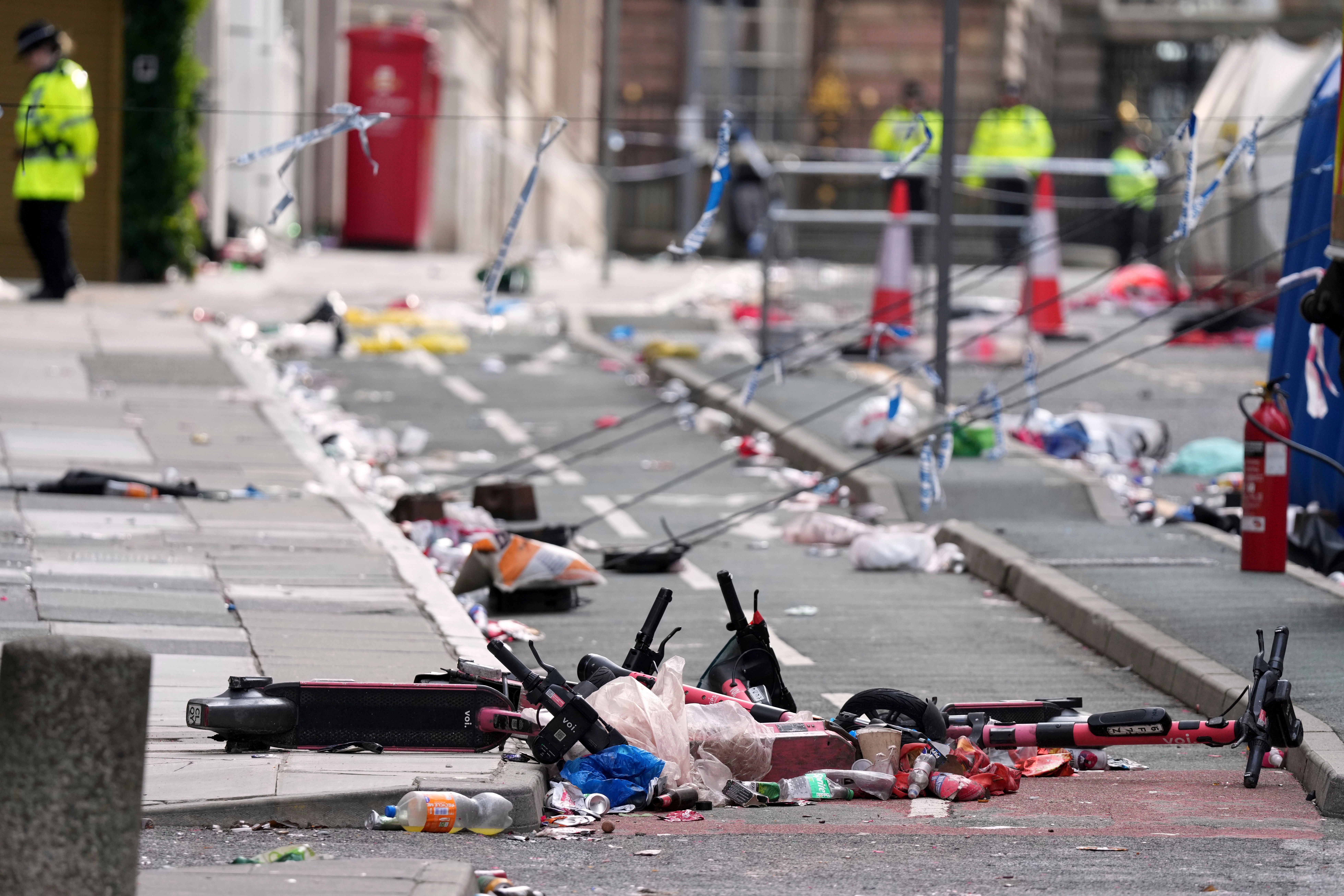 Debris on the street in the aftermash of the horror crash