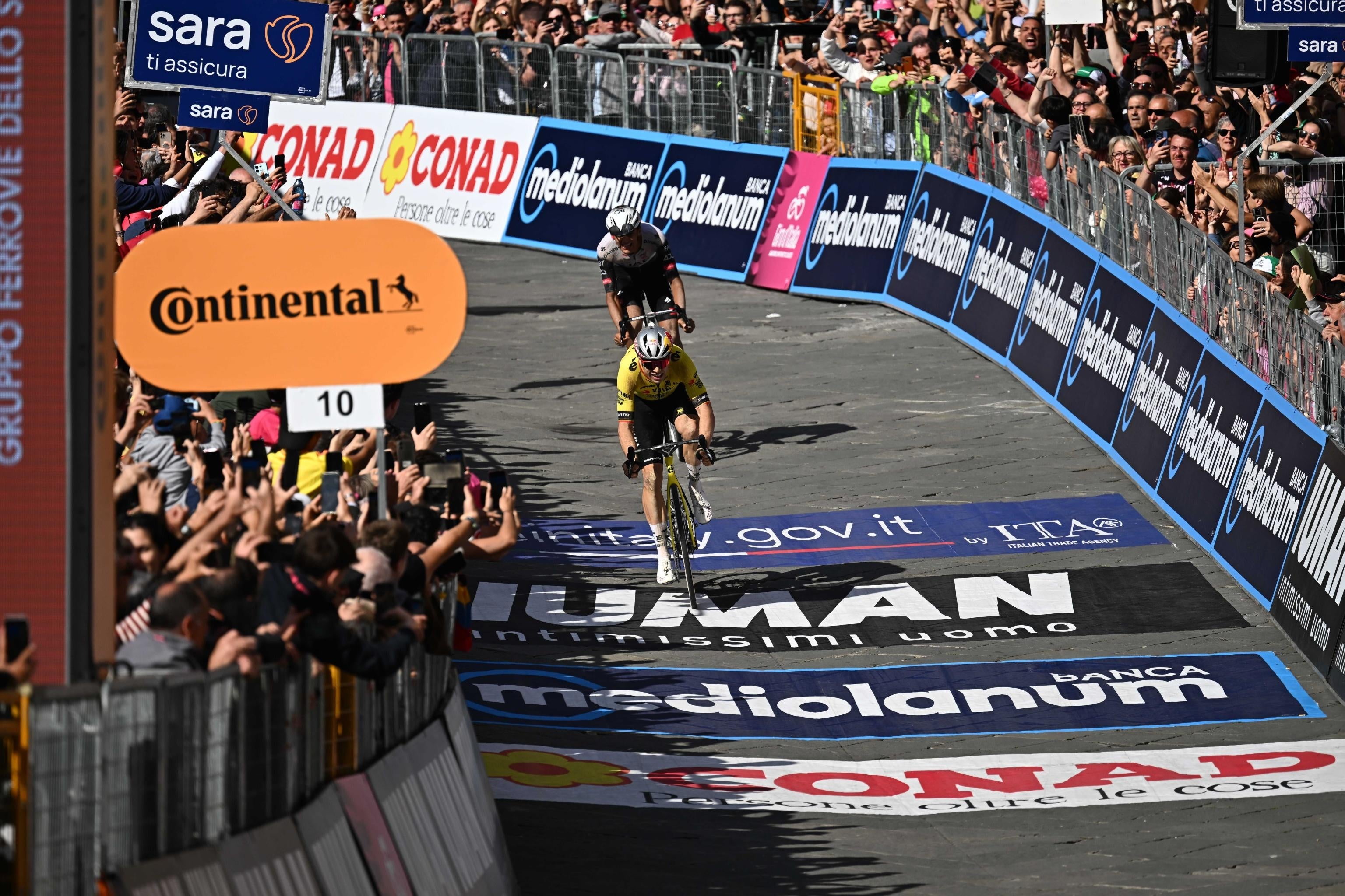 Del Toro took the pink jersey with a gutsy ride into Siena on stage nine, when he finished second behind Wout van Aert