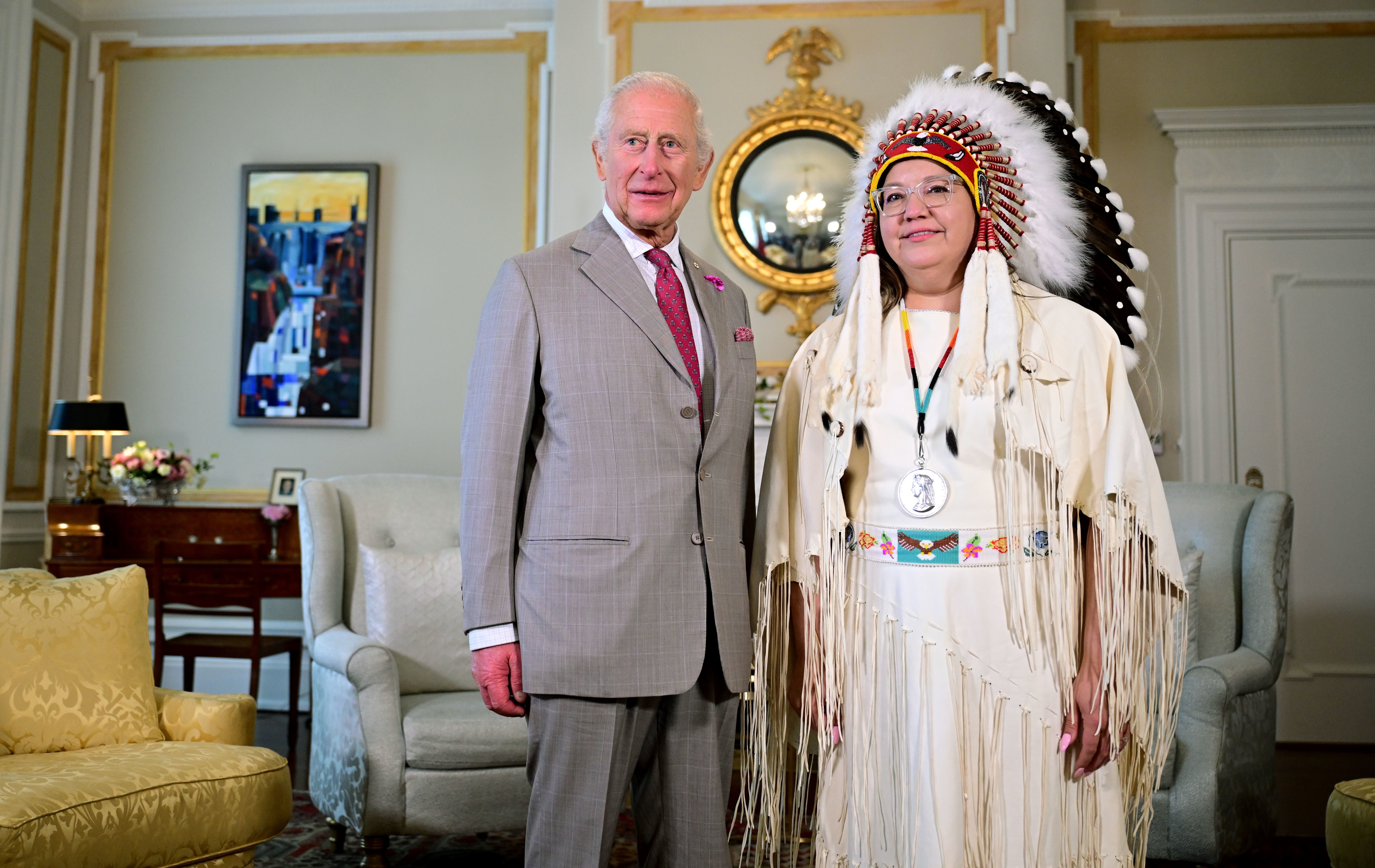King Charles holding an audience with Assembly of First Nations National Chief Cindy Woodhouse at Rideau Hall, Ottawa