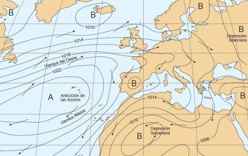 The position of the Azores High over the Atlantic Ocean