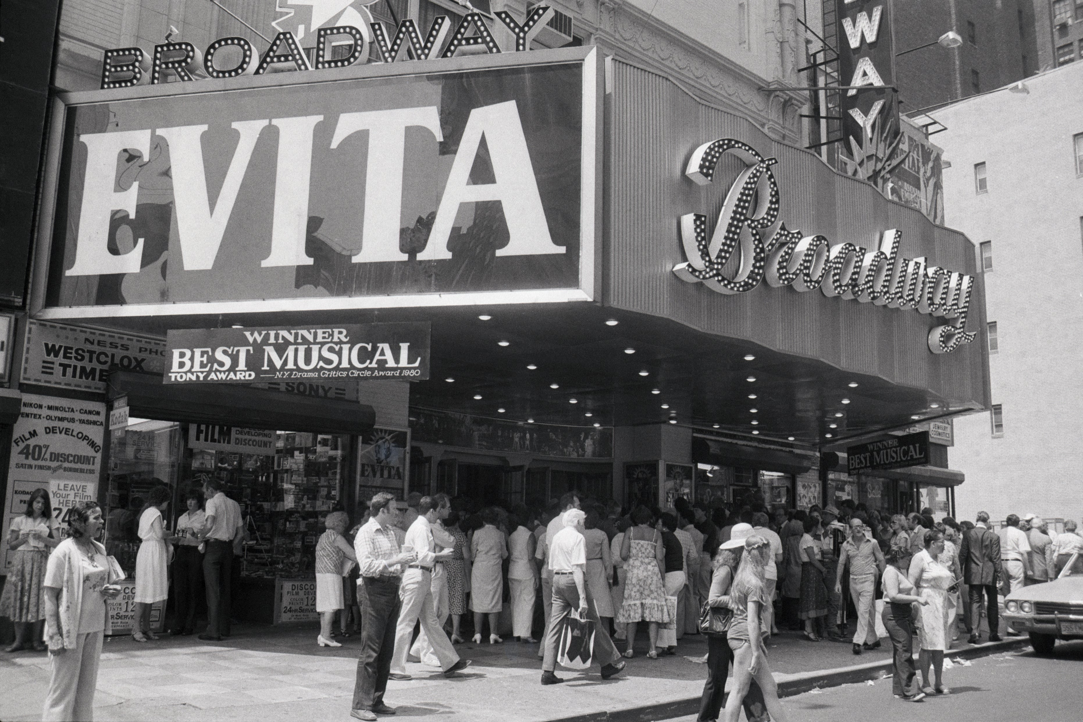 Name in lights: Evita opens on Broadway in 1979