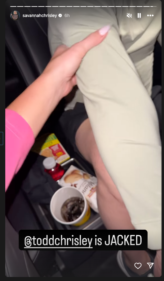 Savannah Chrisley posted the video on Instagram following her father’s release from a Florida prison, with the caption ‘@toddchrisley is Jacked.’ Todd Chrisley, 57, asked his daughter, 27, to ‘feel that muscle.’