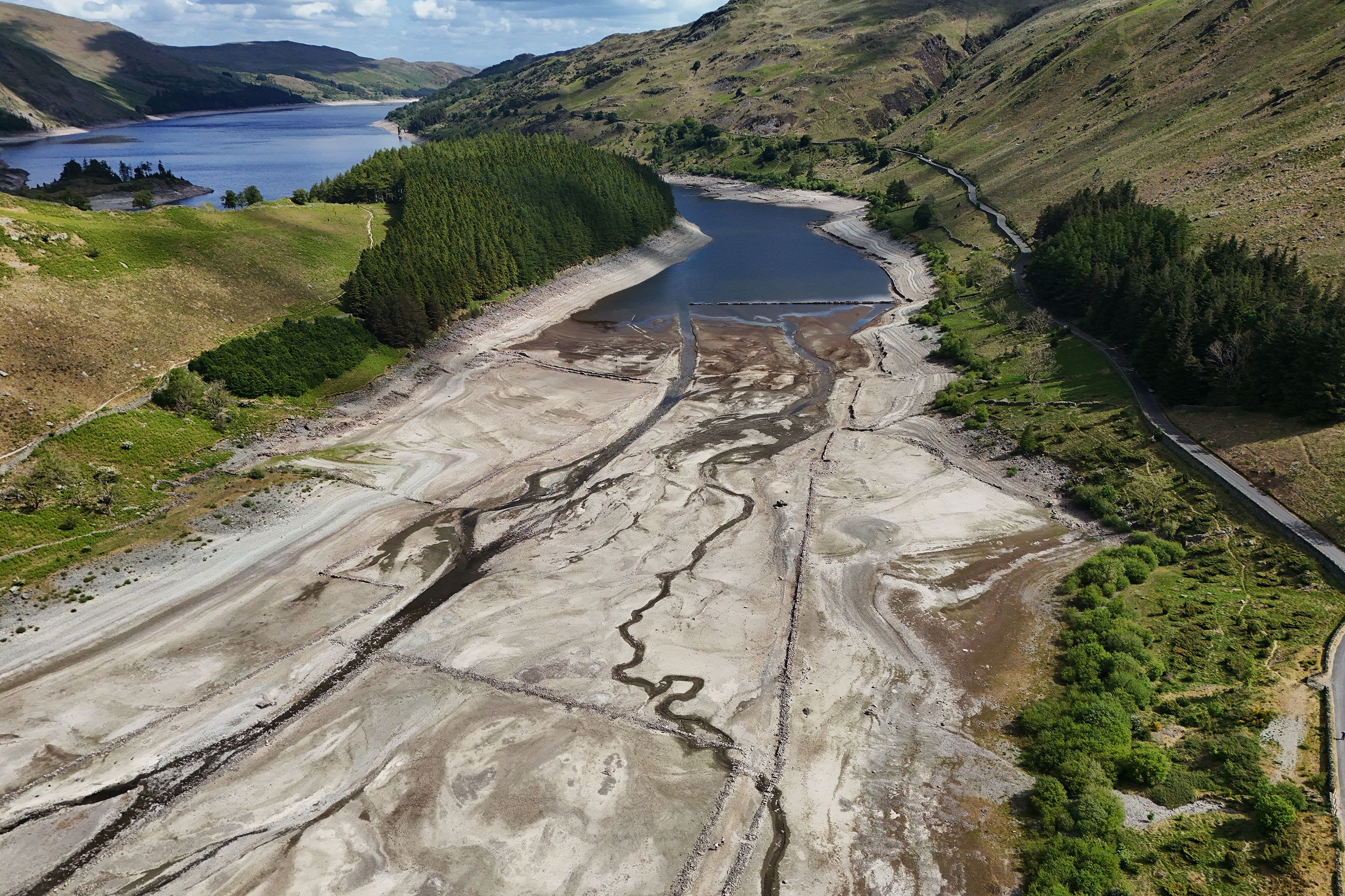 Low water levels have been seen at Haweswater reservoir in Cumbria (Owen Humphreys/PA)