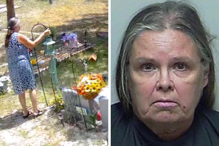 Katherine Taylor of Interlachen, Florida, told police that she had previously been caught stealing items from gravestones.
