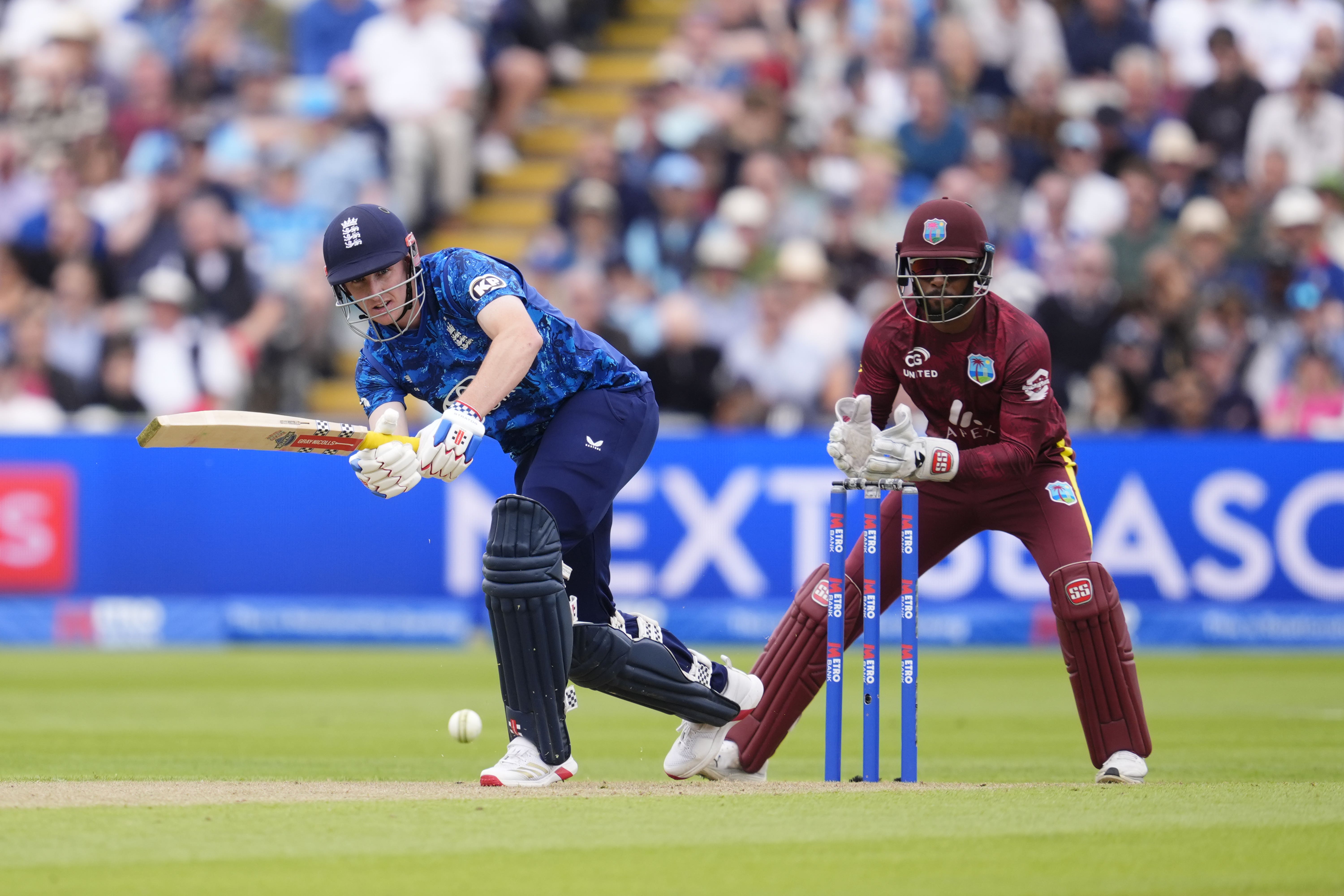 England’s Harry Brook batting against West Indies (Nick Potts/PA