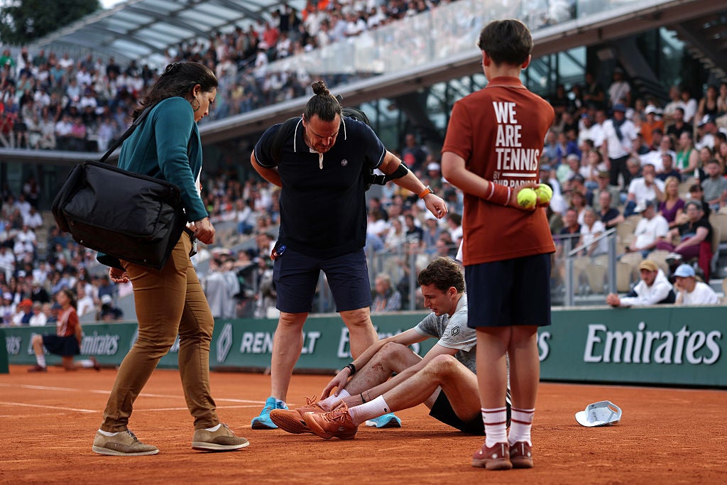 Humbert fell heavily behind the baseline