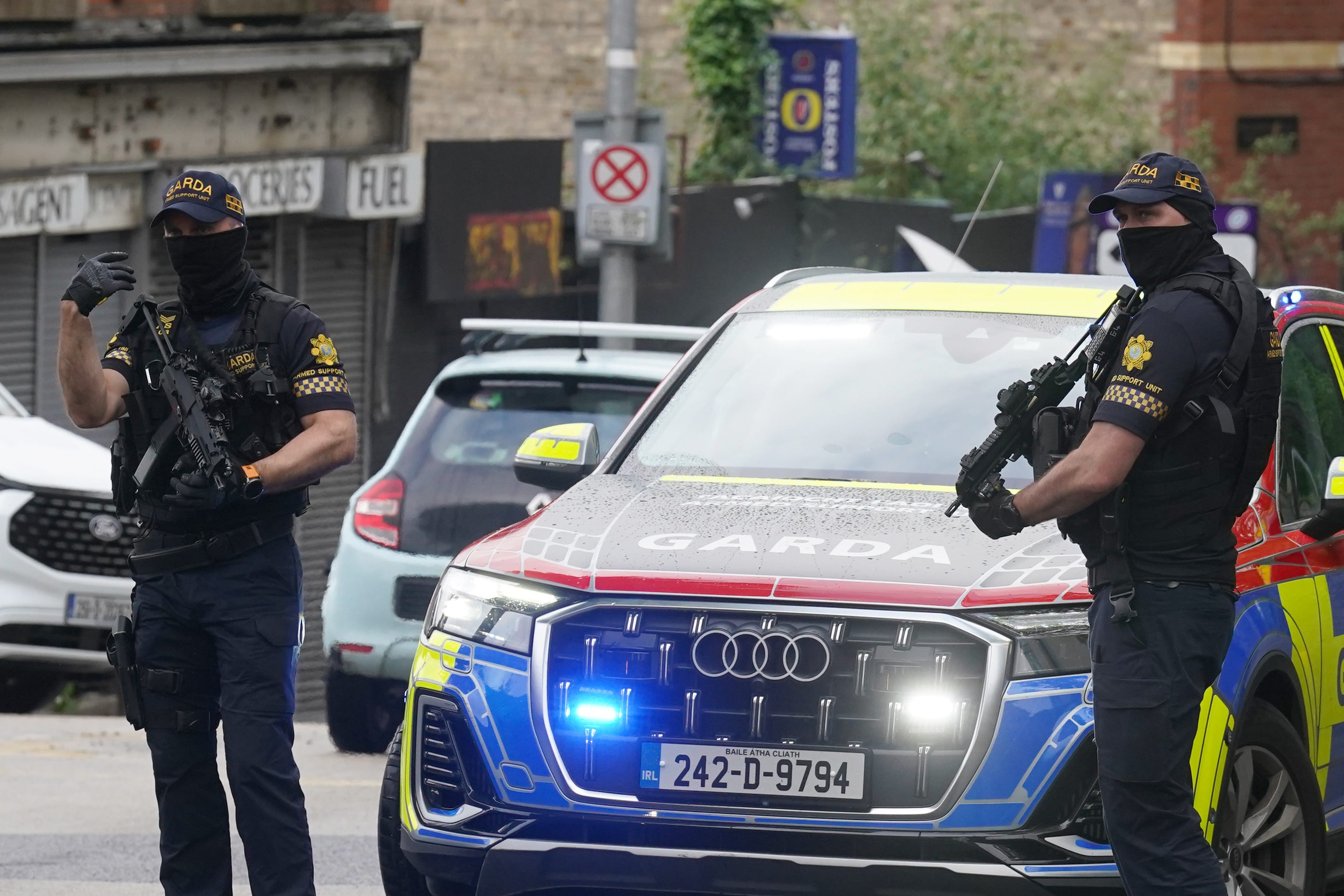 Members of the Gardai armed support unit, outside The Criminal Courts of Justice in Dublin (PA)