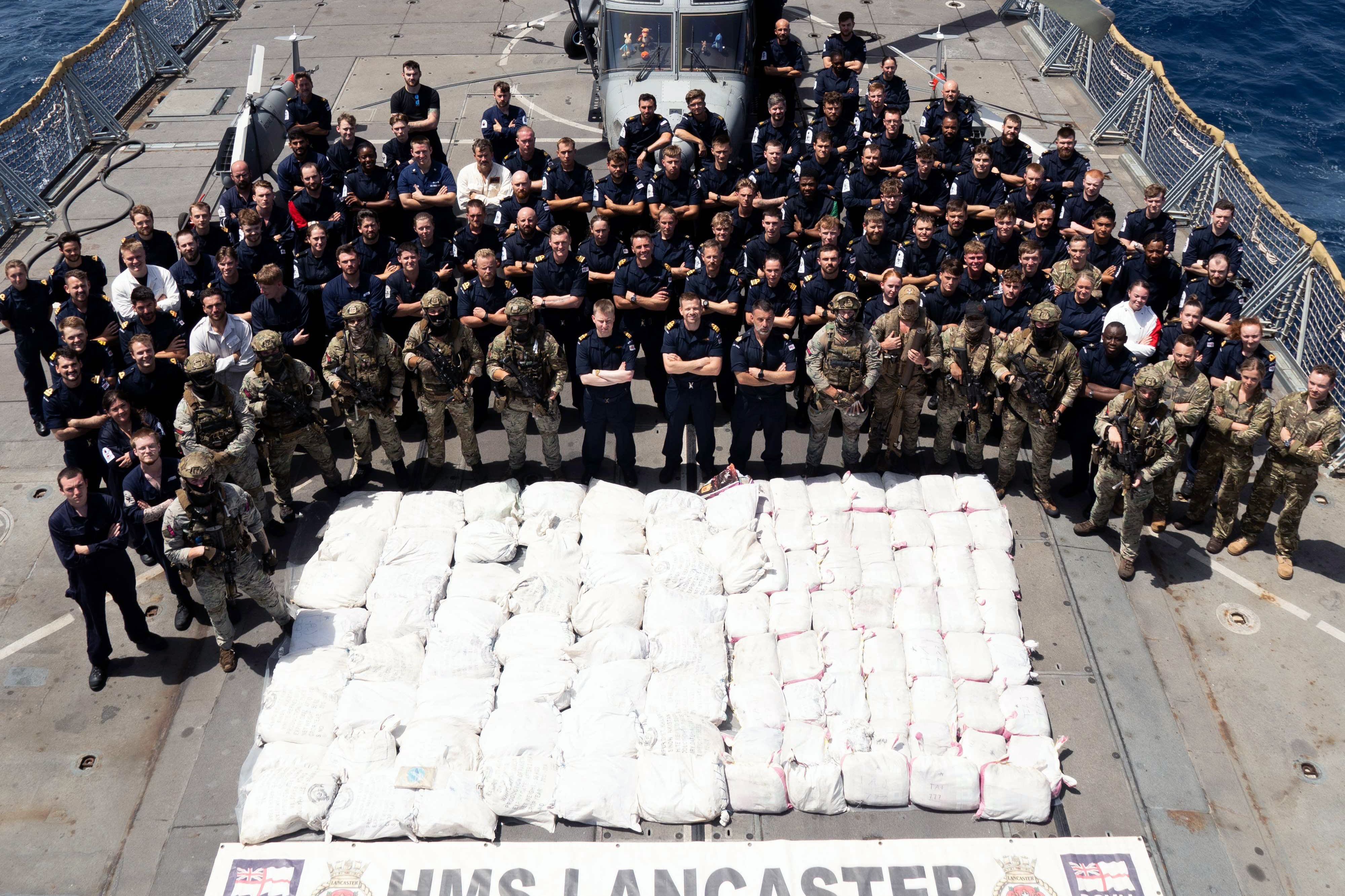 HMS Lancaster seized 80 packages of narcotics (Ministry of Defence/PA)
