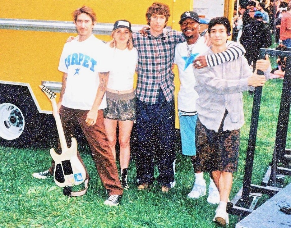  The full band backstage at a festival