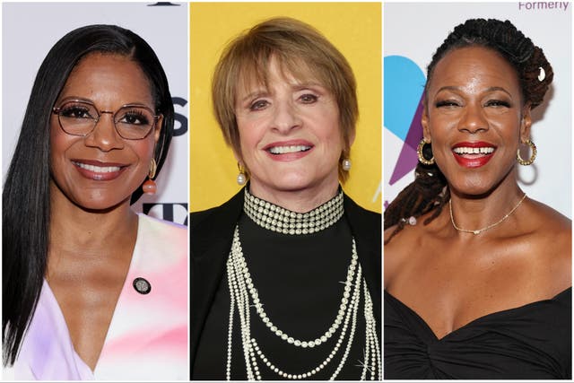 <p>Patti LuPone (center) has been condemned for 'inappropriate' remarks she made about fellow Broadway stars Audra McDonald (left) and Kecia Lewis (right)</p>