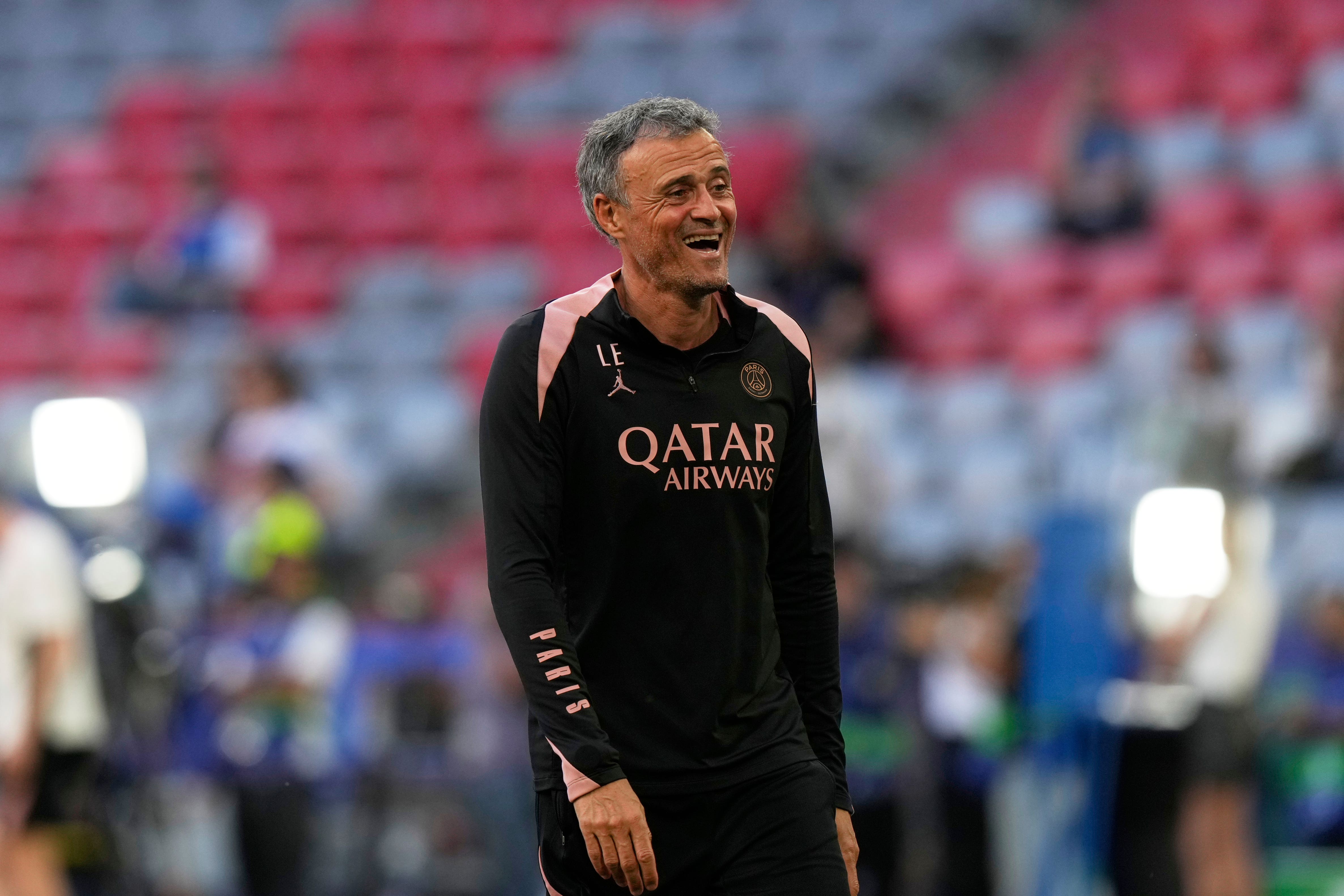 Luis Enrique was all smiles before the Champions League final between Paris St Germain and Inter Milan (Lucas Bruno/AP/PA)