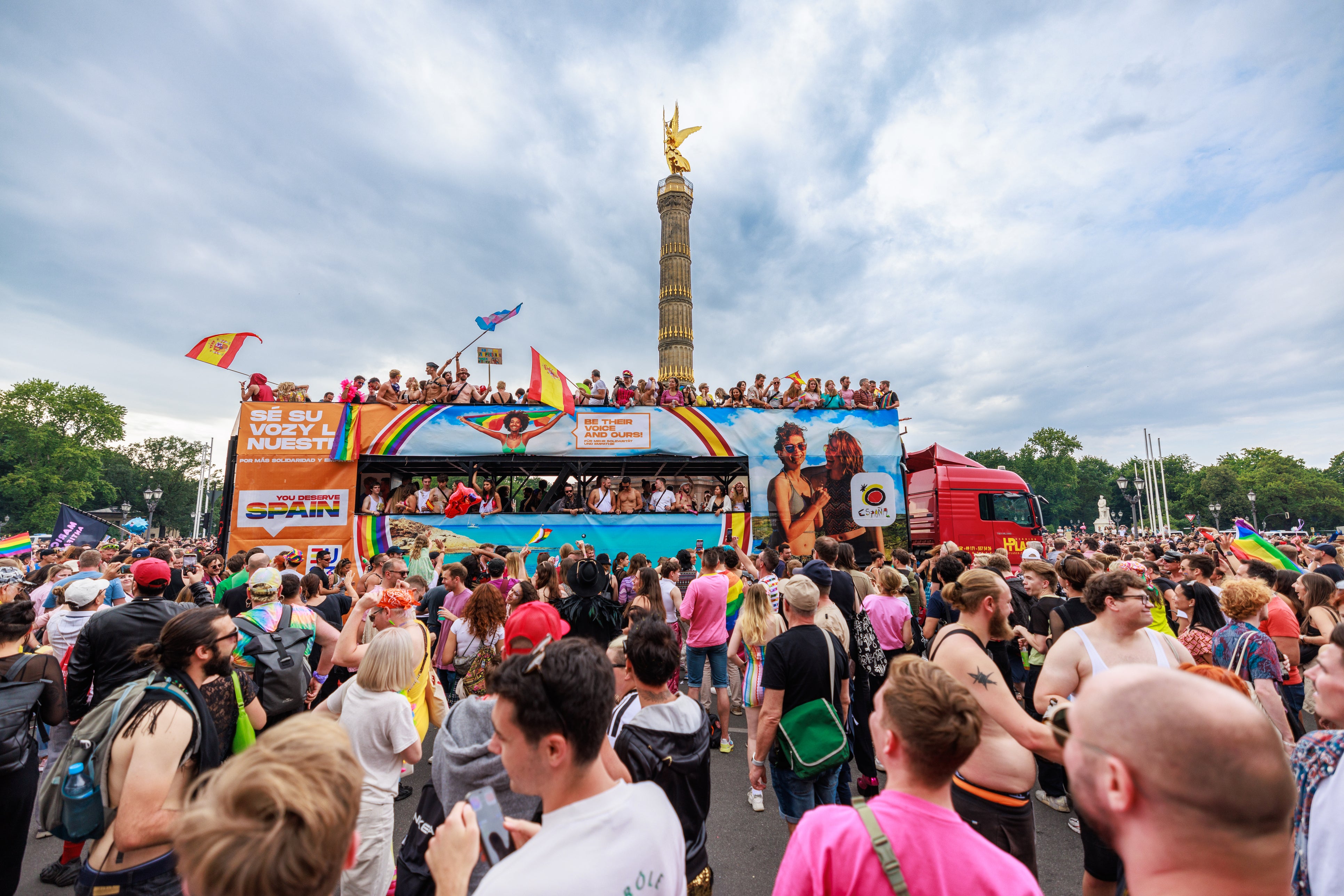 Berlin Pride celebrations take place on Christopher Street Day in the city, with live music, street marches and a festival atmosphere
