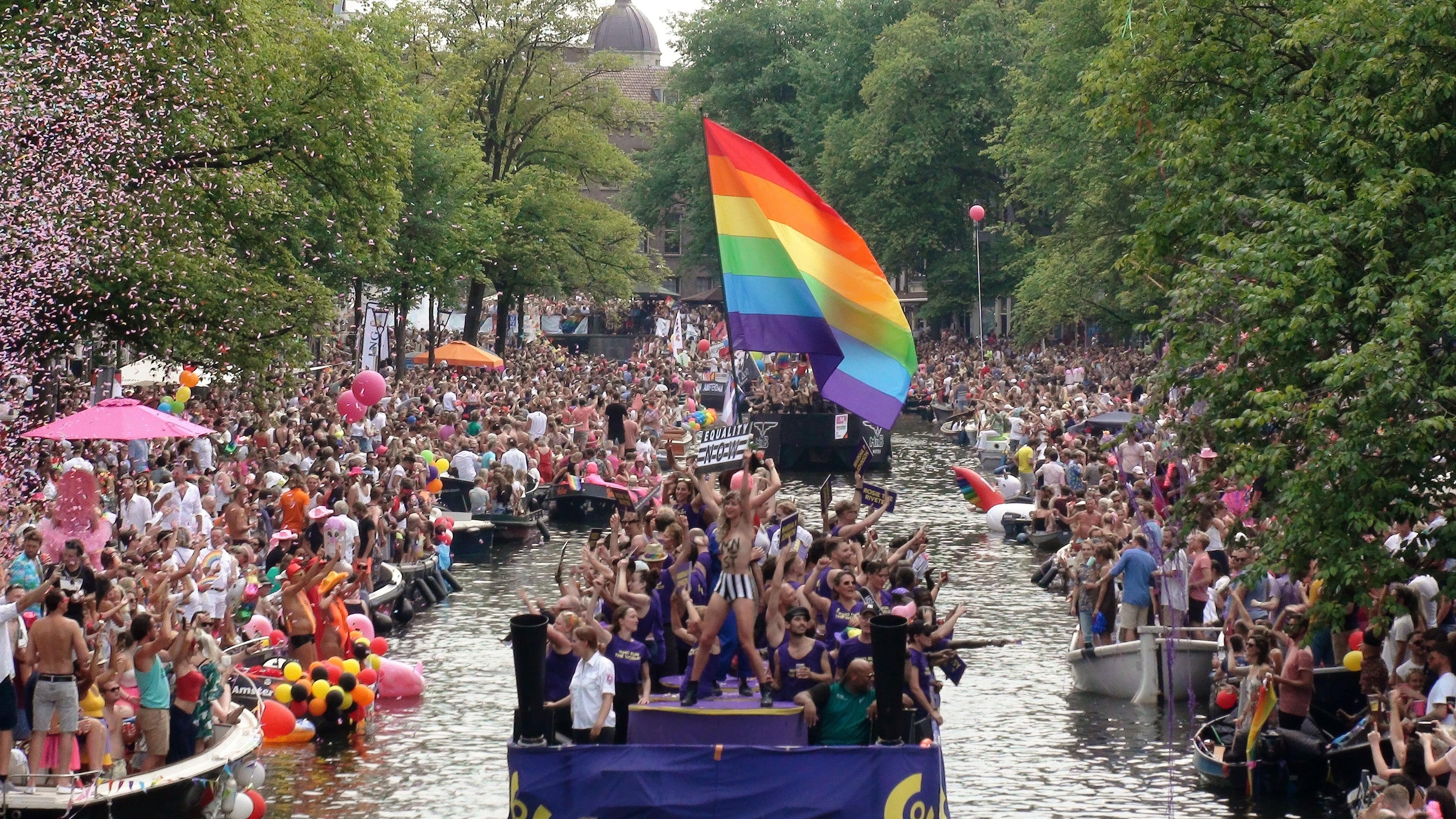 The canals are where the Pride celebrations take place during Amsterdam’s annual Pride parade