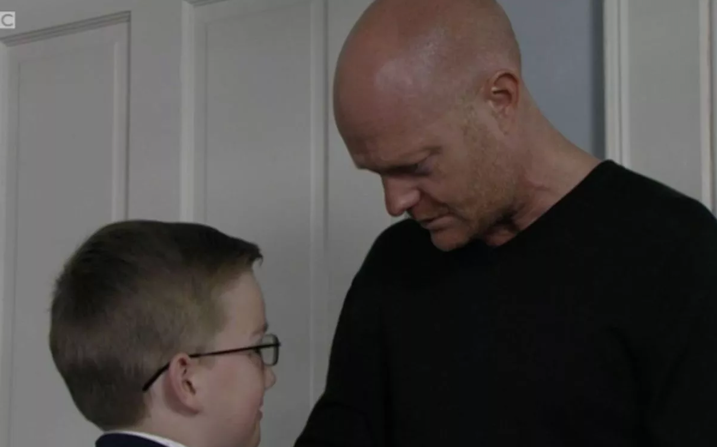 Jake Wood and Charlee Hall as Max and Oscar Branning in ‘EastEnders’