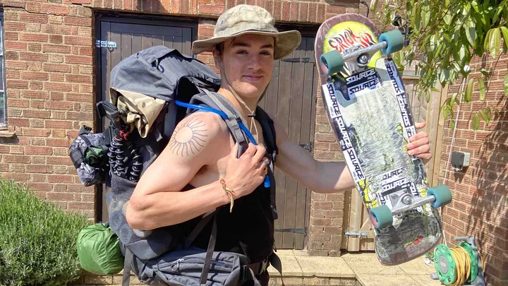 Sam Allison is skateboarding from Brighton to Morocco