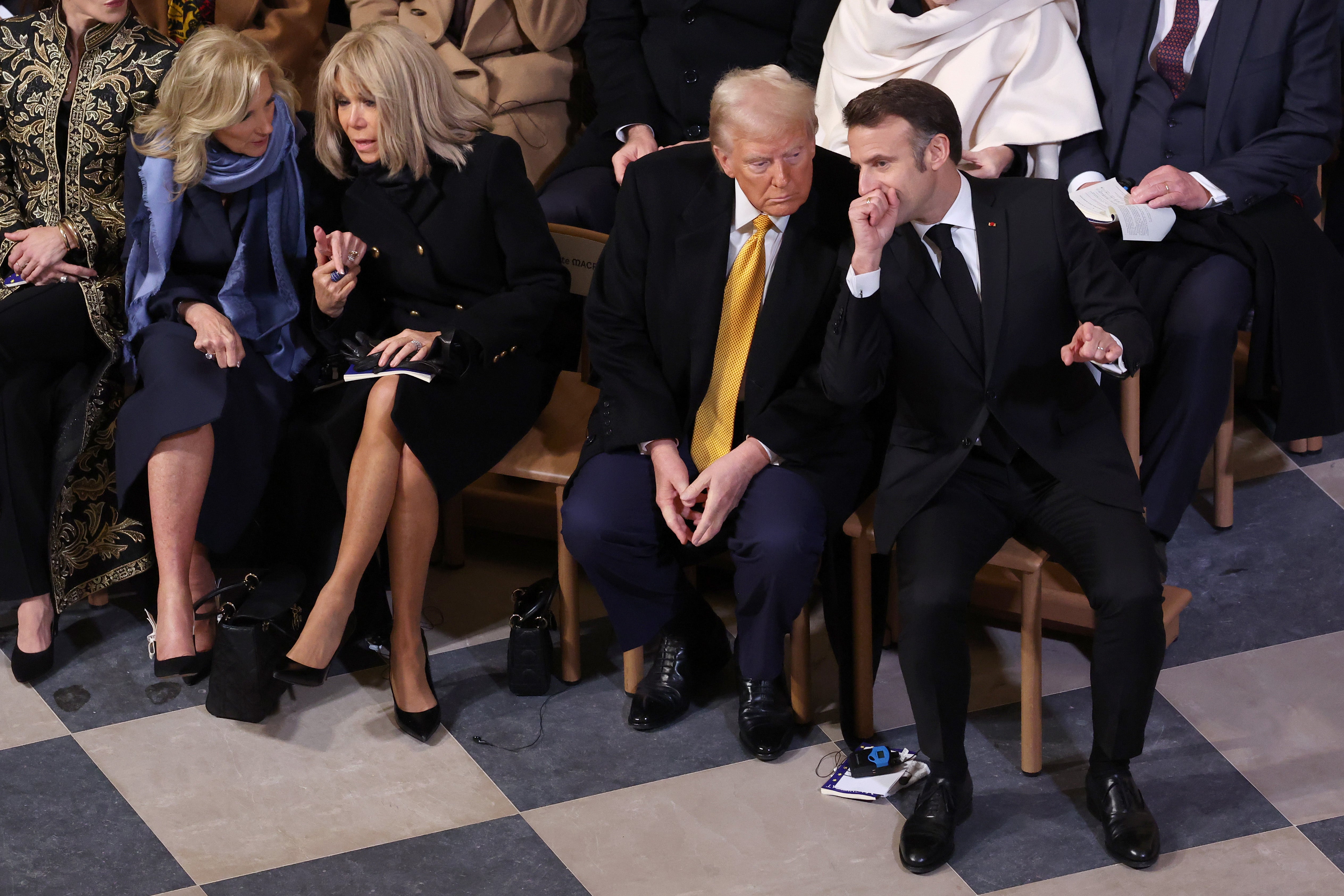 The couple pictured with Jill Biden and Donald Trump at the reopening of Notre-Dame Cathedral in 2024
