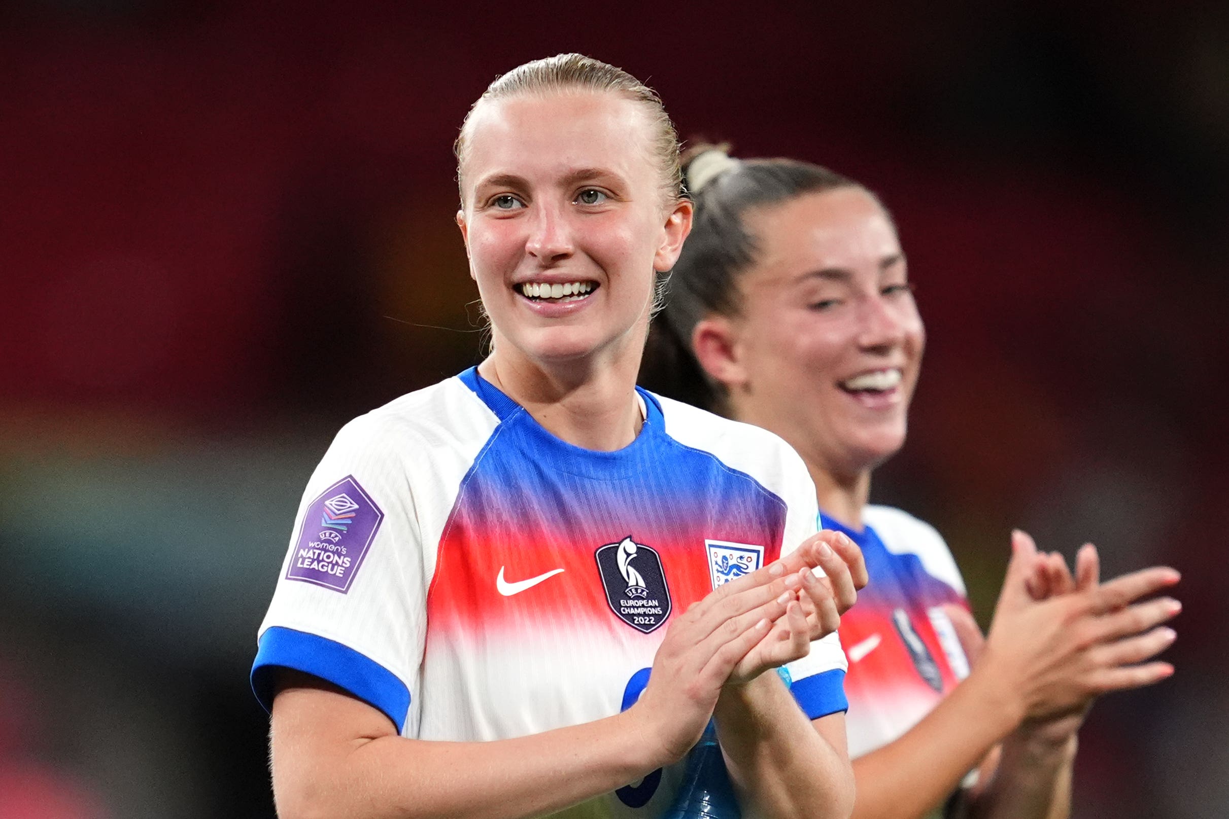 Aggie Beever-Jones became the second woman to score a hat-trick for England as they defeated Portugal 6-0 (Adam Davy/PA)