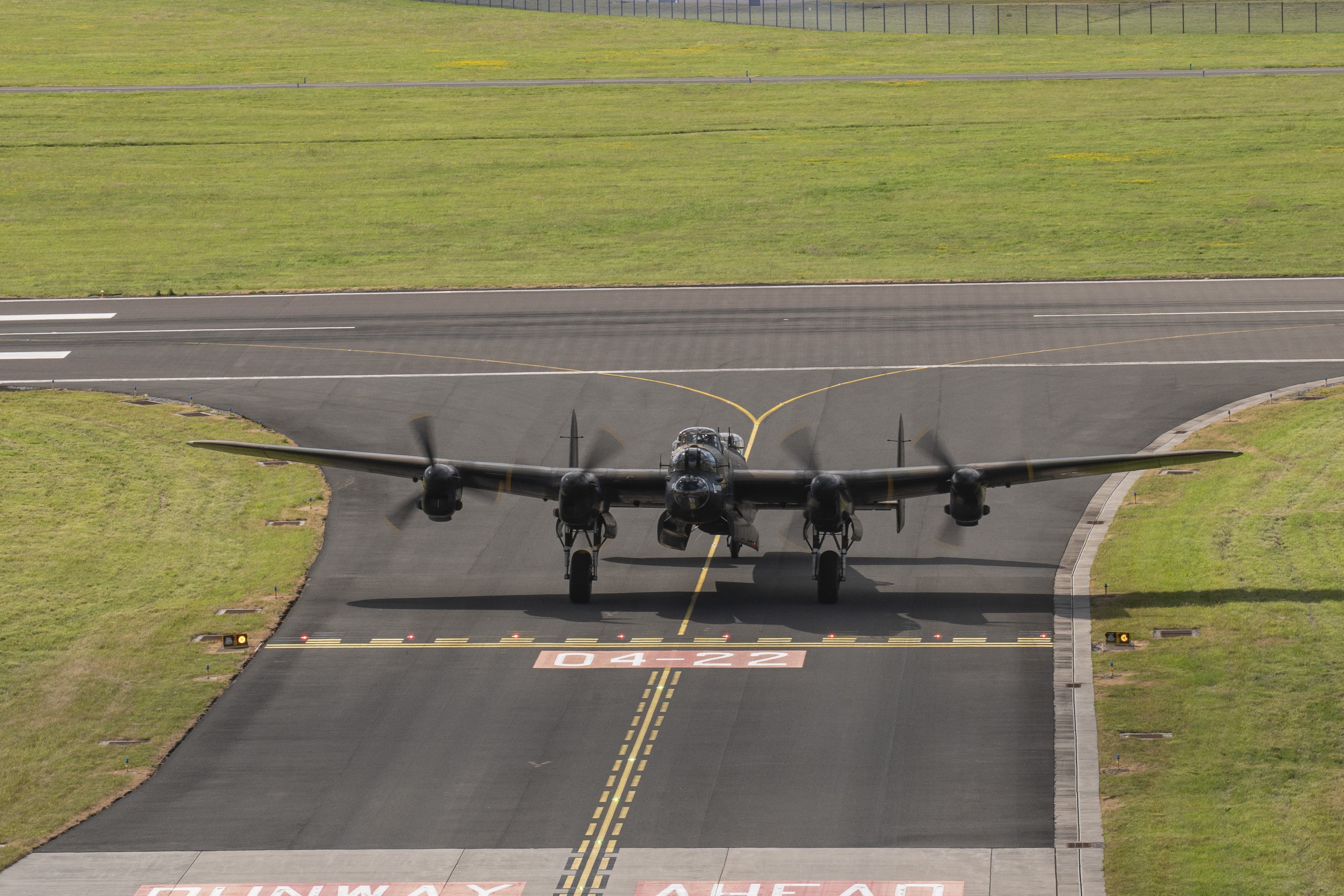 A Second World War Avro Lancaster bomber at the Airbus factory in Broughton, North Wales (Airbus/PA)
