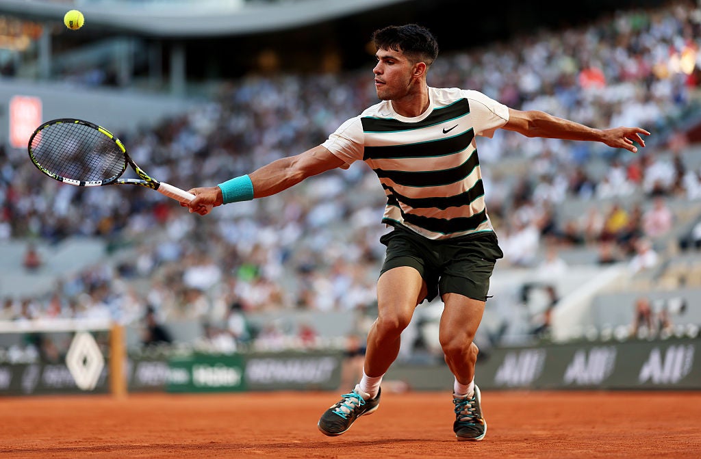 Carlos Alcaraz is in last-16 action in Paris
