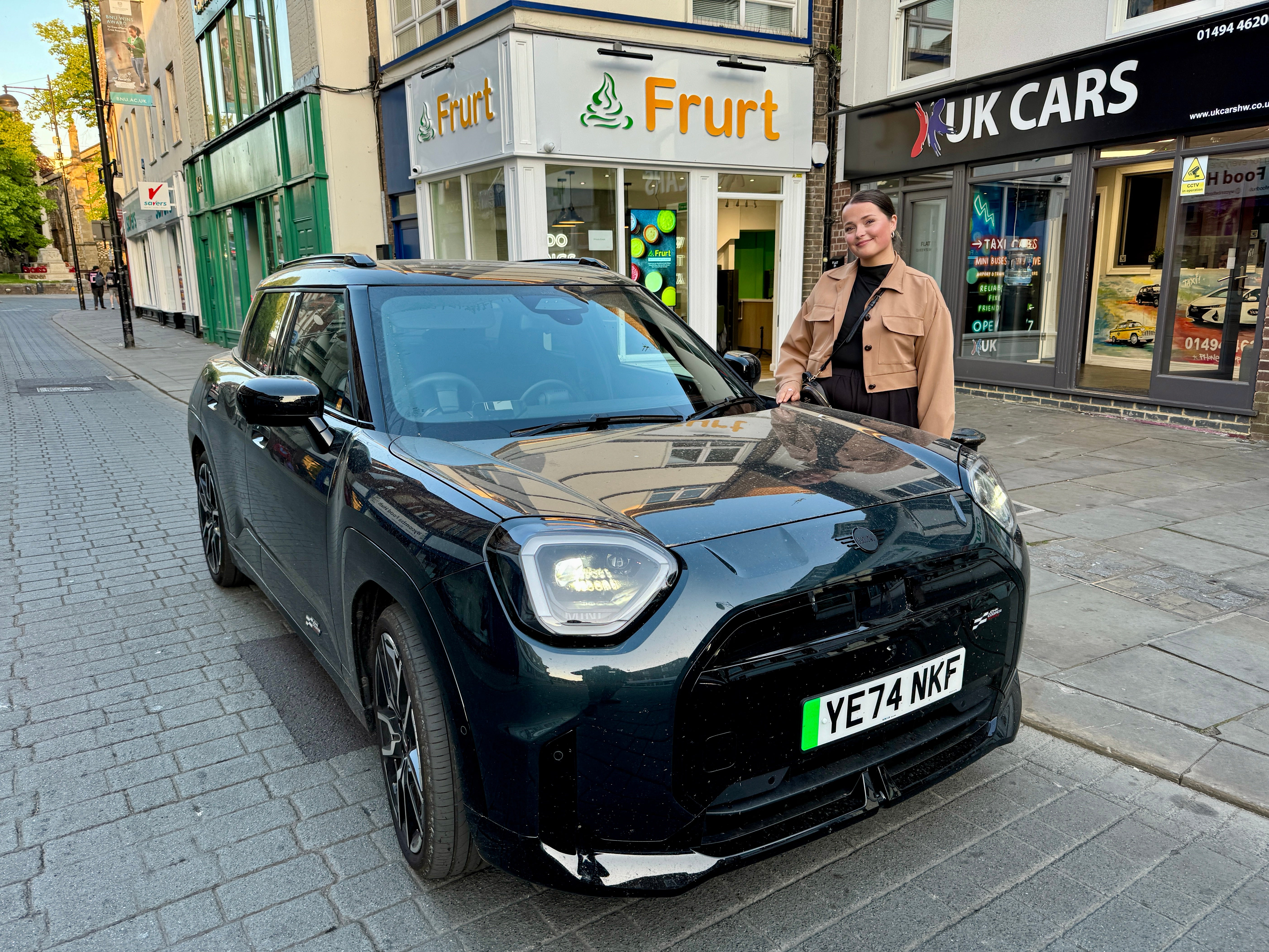 Gen Z blogger Gemma Fowler took the Mini Aceman to the opening of a new yogurt shop
