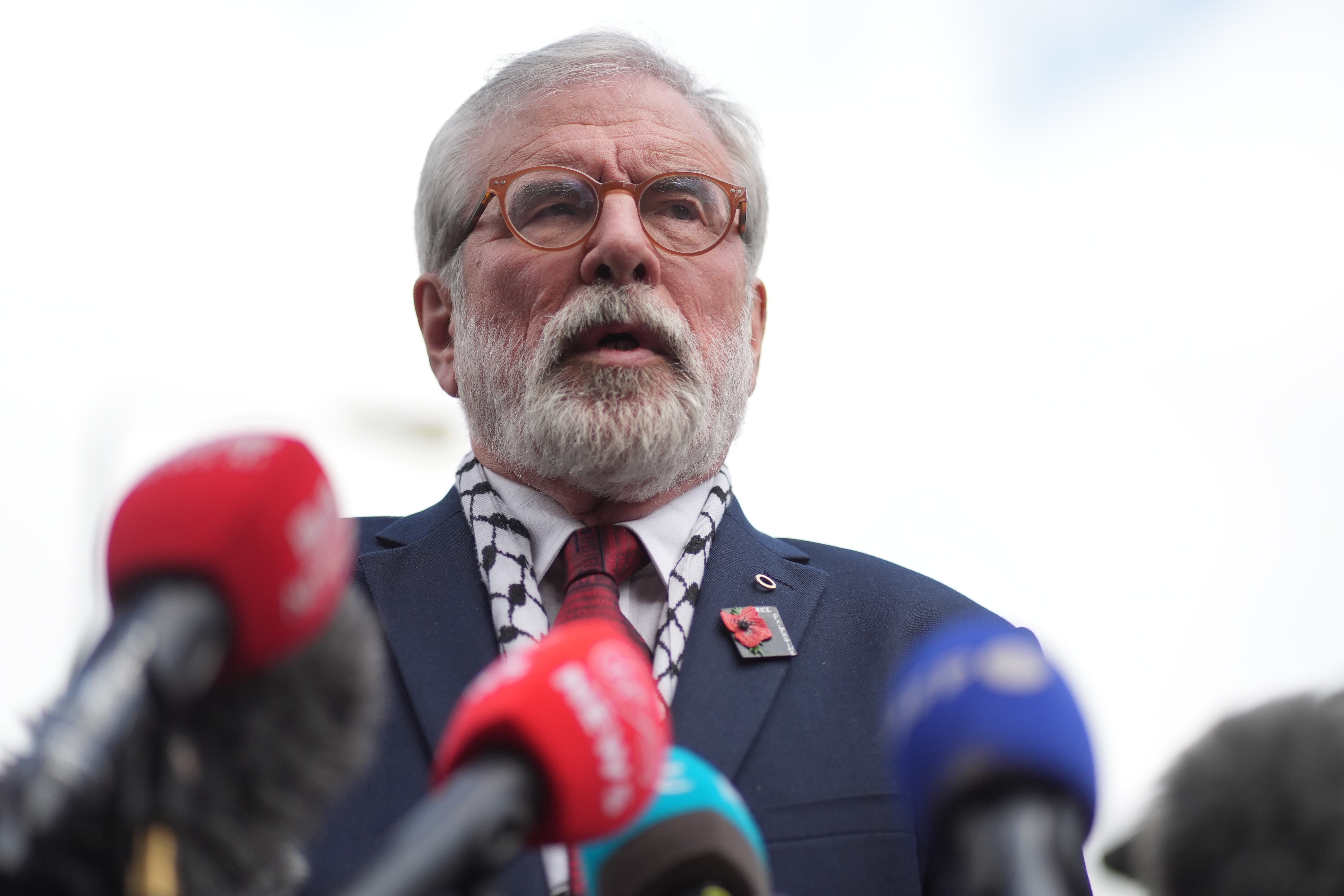 Former Sinn Fein president Gerry Adams outside the High Court in Dublin after winning his libel case against the BBC (Brian Lawless/PA)