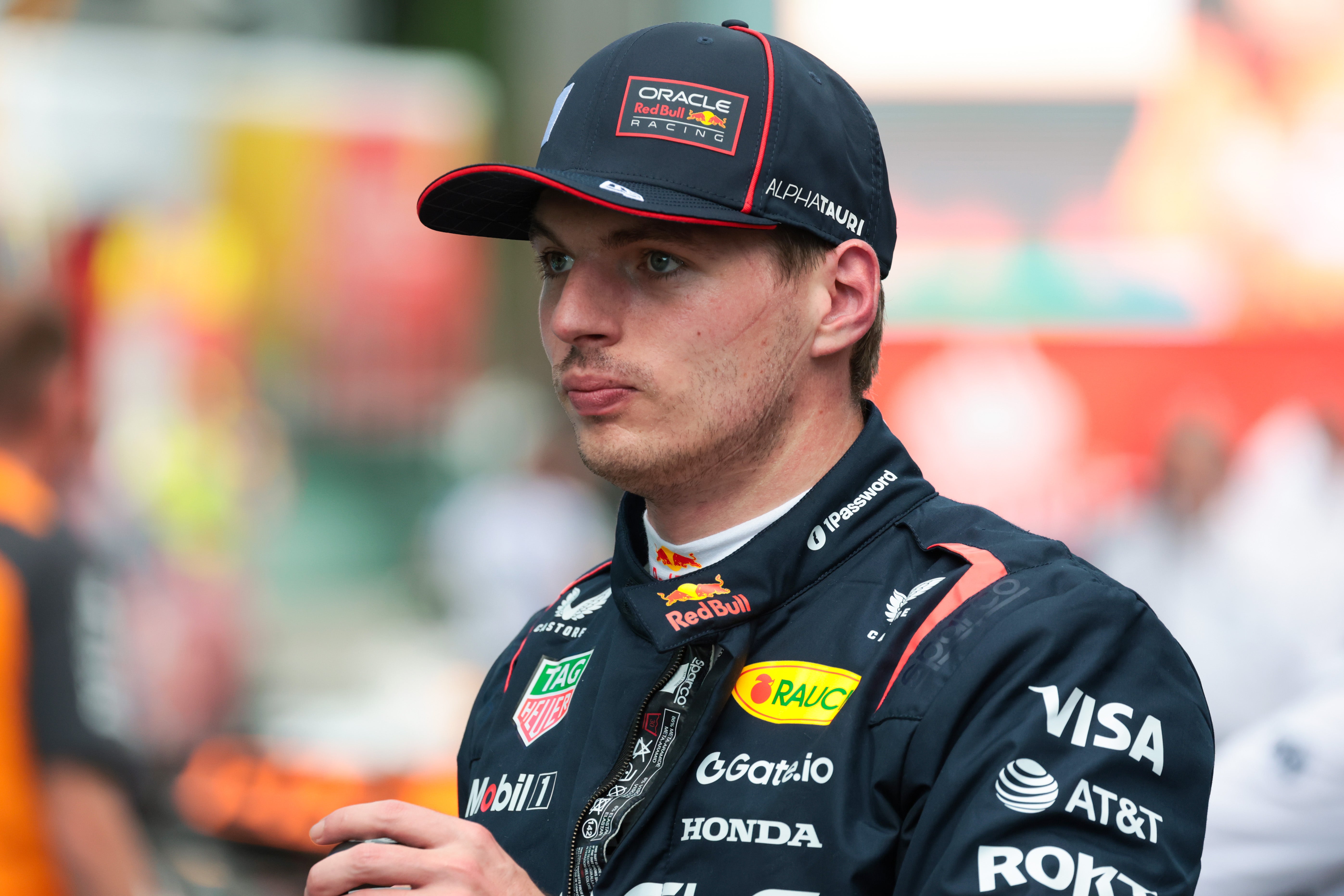 Max Verstappen of the Netherlands and Oracle Red Bull Racing looks on in parc ferme during qualifying ahead of the F1 Grand Prix of Spain at Circuit de Barcelona-Catalunya on May 31, 2025 in Barcelona