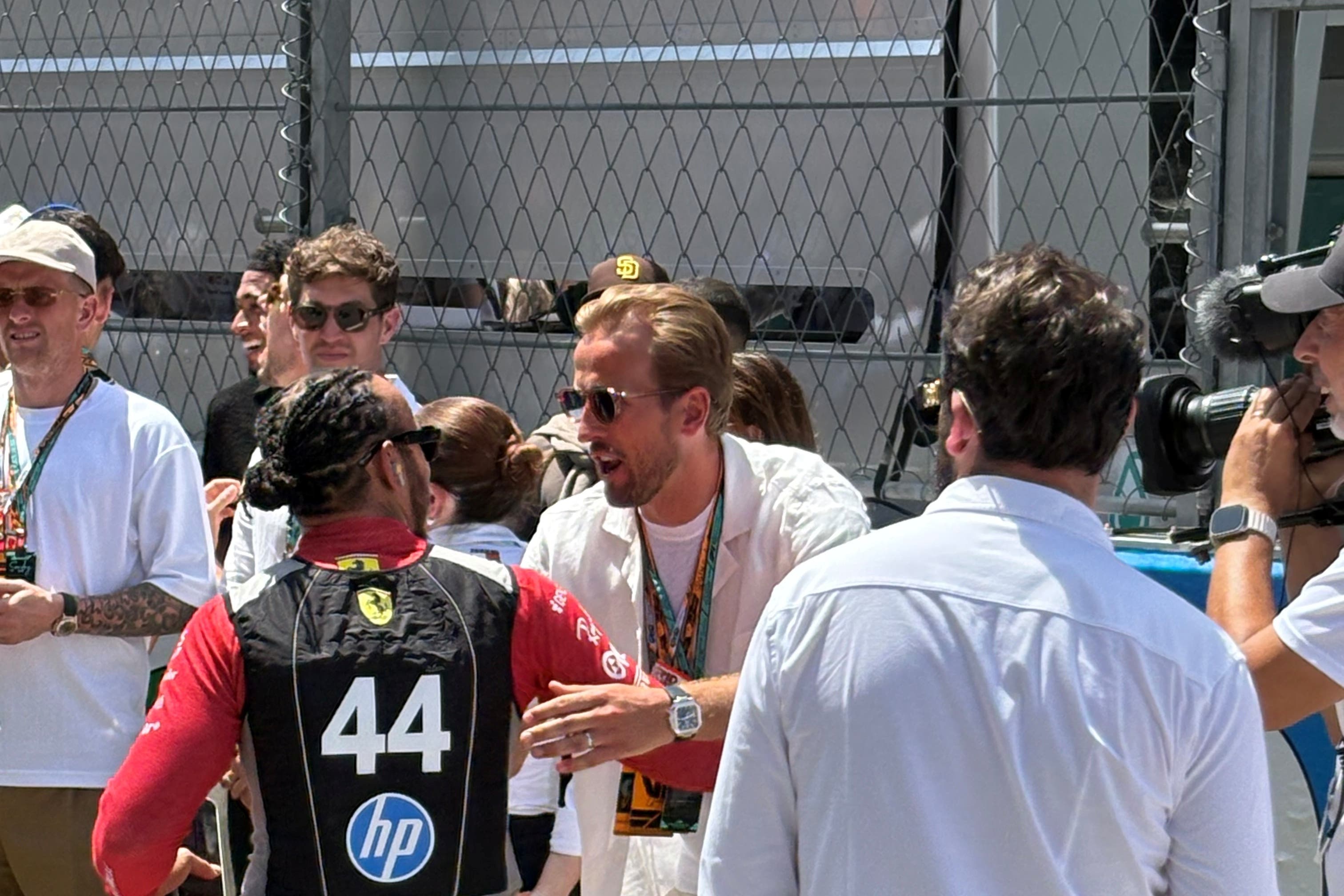 Lewis Hamilton (left) greets England captain Harry Kane before the Spanish Grand Prix at Circuit de Barcelona-Catalunya (Phil Duncan/PA).