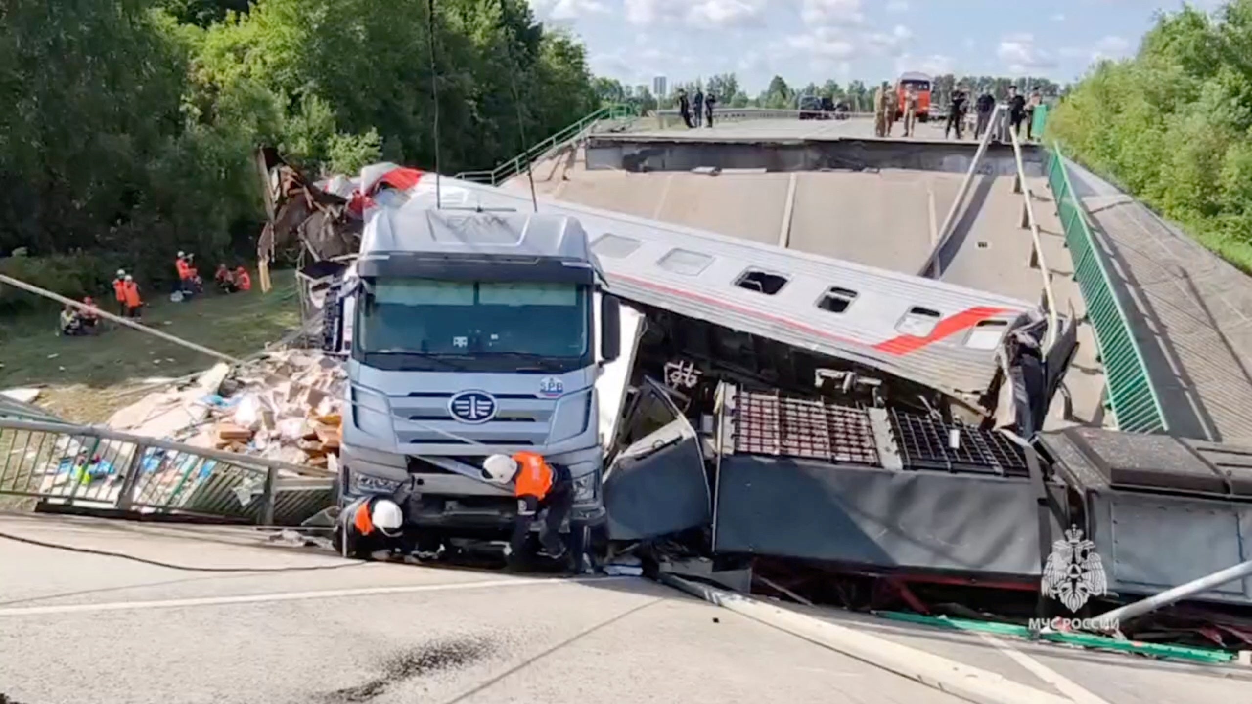 A bridge collapse in the Bryansk region of Russia yesterday