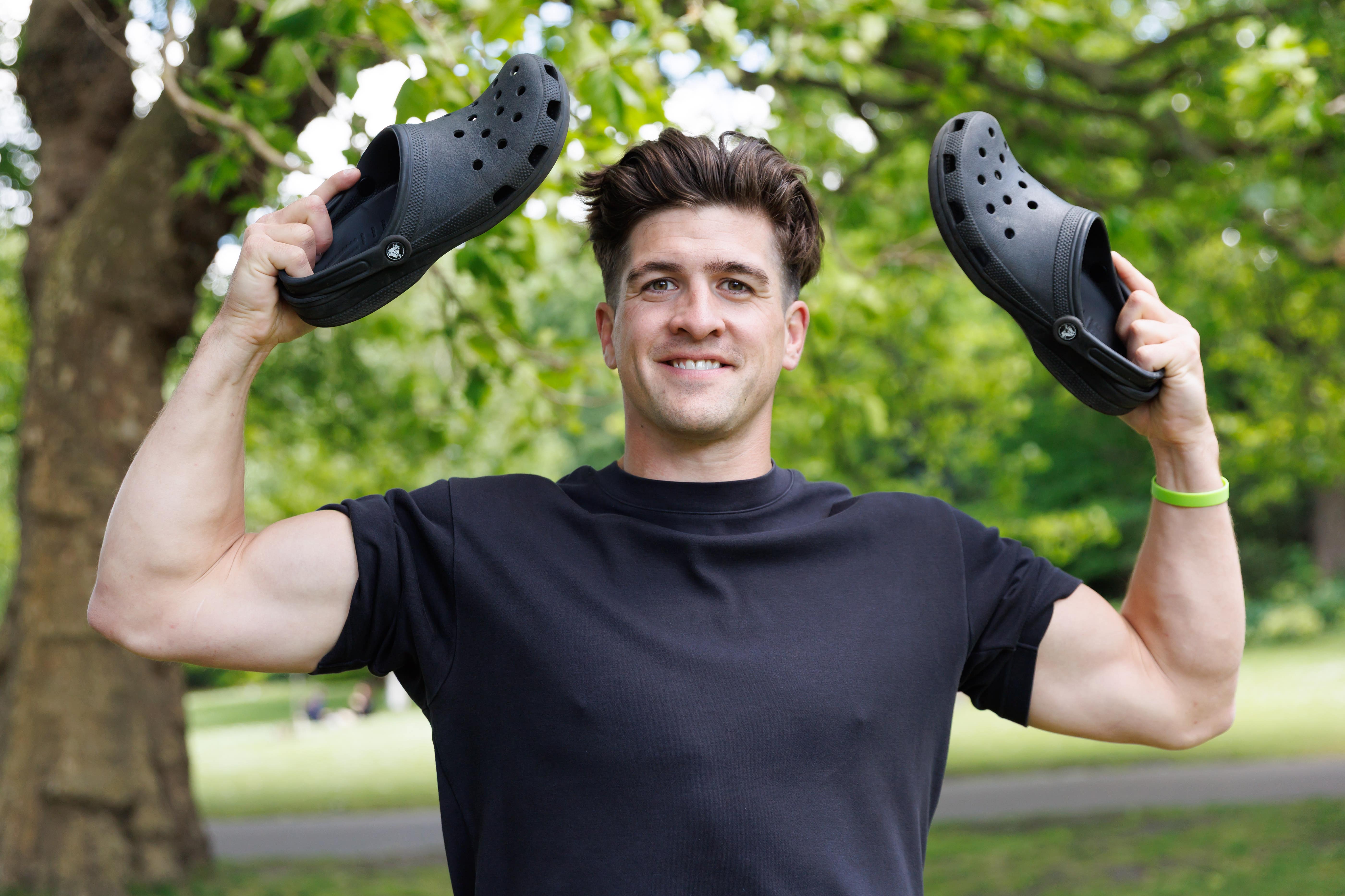 Danny Campbell will run a 10k in Crocs to raise awareness of mental health (HOKO Design/PA)