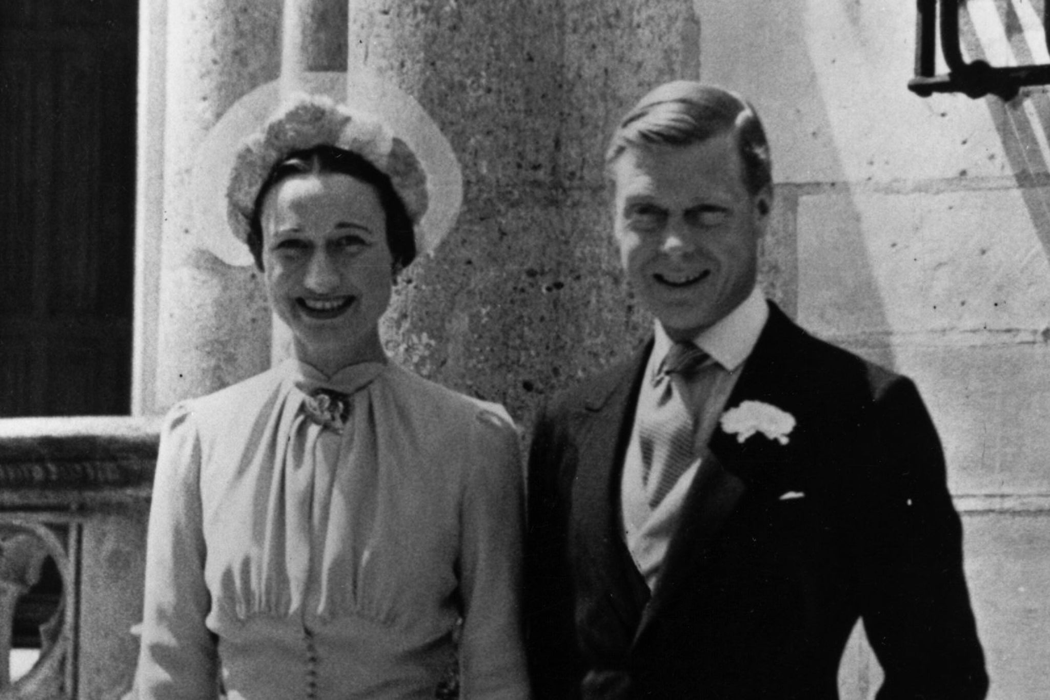 The Duke of Windsor and Simpson on their wedding day, 3 June 1937, at Chateau de Conde, Monts, near Tours, France