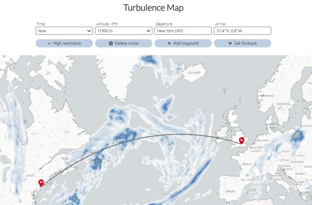 Turbli.com produces insightful interactive turbulence maps, with passengers able to plot their upcoming flight route and see any patches of turbulence their plane might pass through