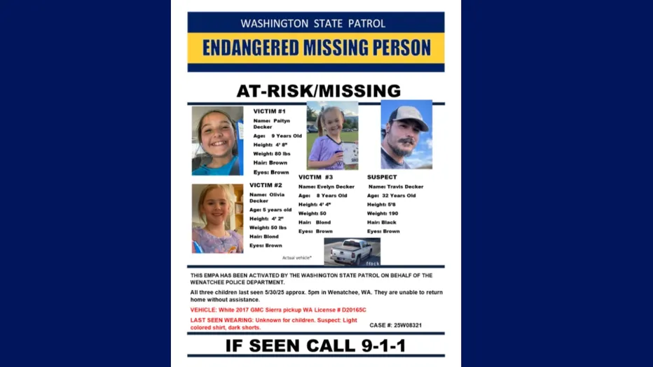 The three young girls were last seen Friday around 5 p.m. while on visitation with their father, police said.