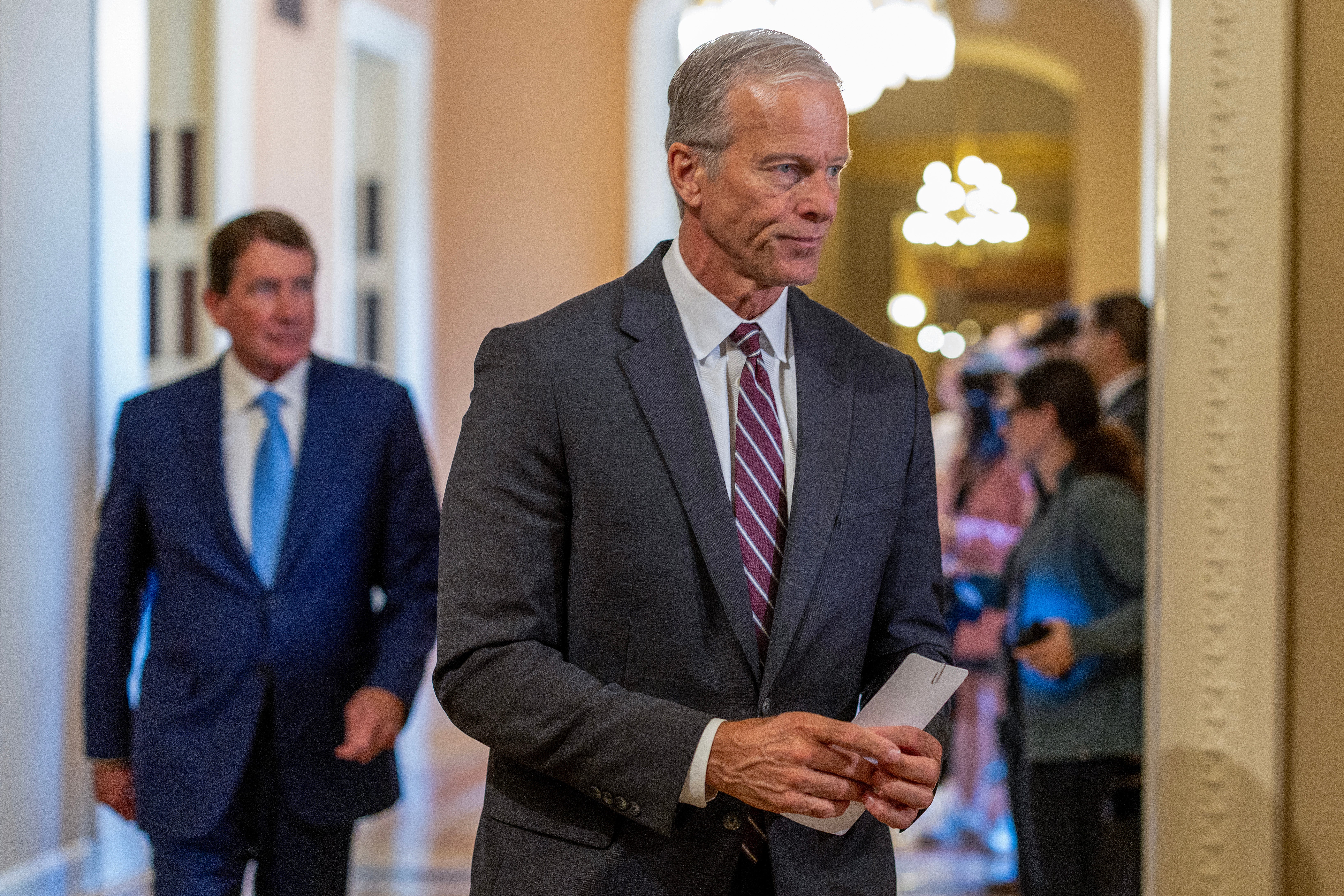 Senate Majority Leader John Thune (R-SD) faces a minefield as he seeks to pass President Donald Trump’s domestic policy agenda. (Photo by Tasos Katopodis/Getty Images)
